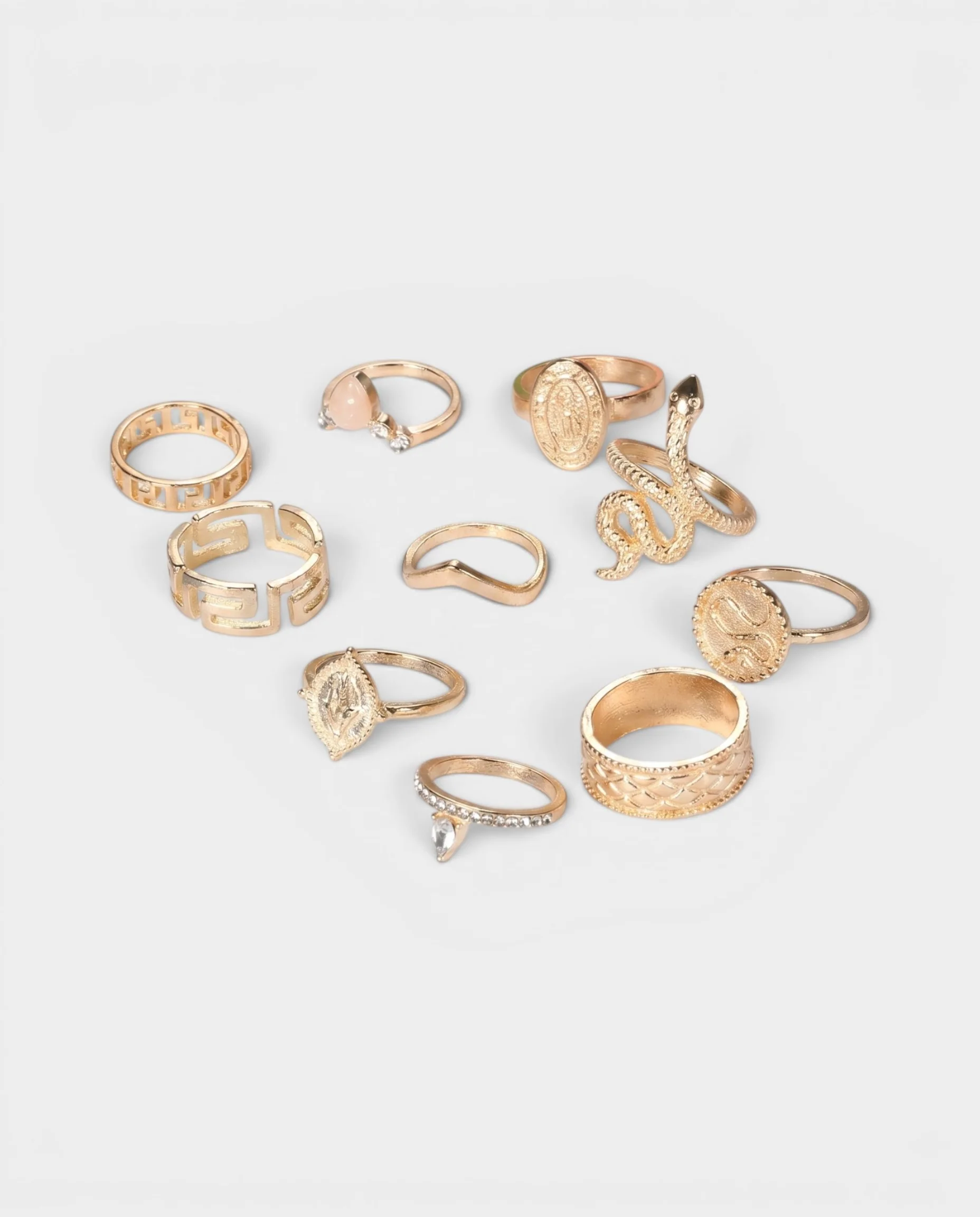 10-Piece Engraved Stackable Ring Set - Image 2