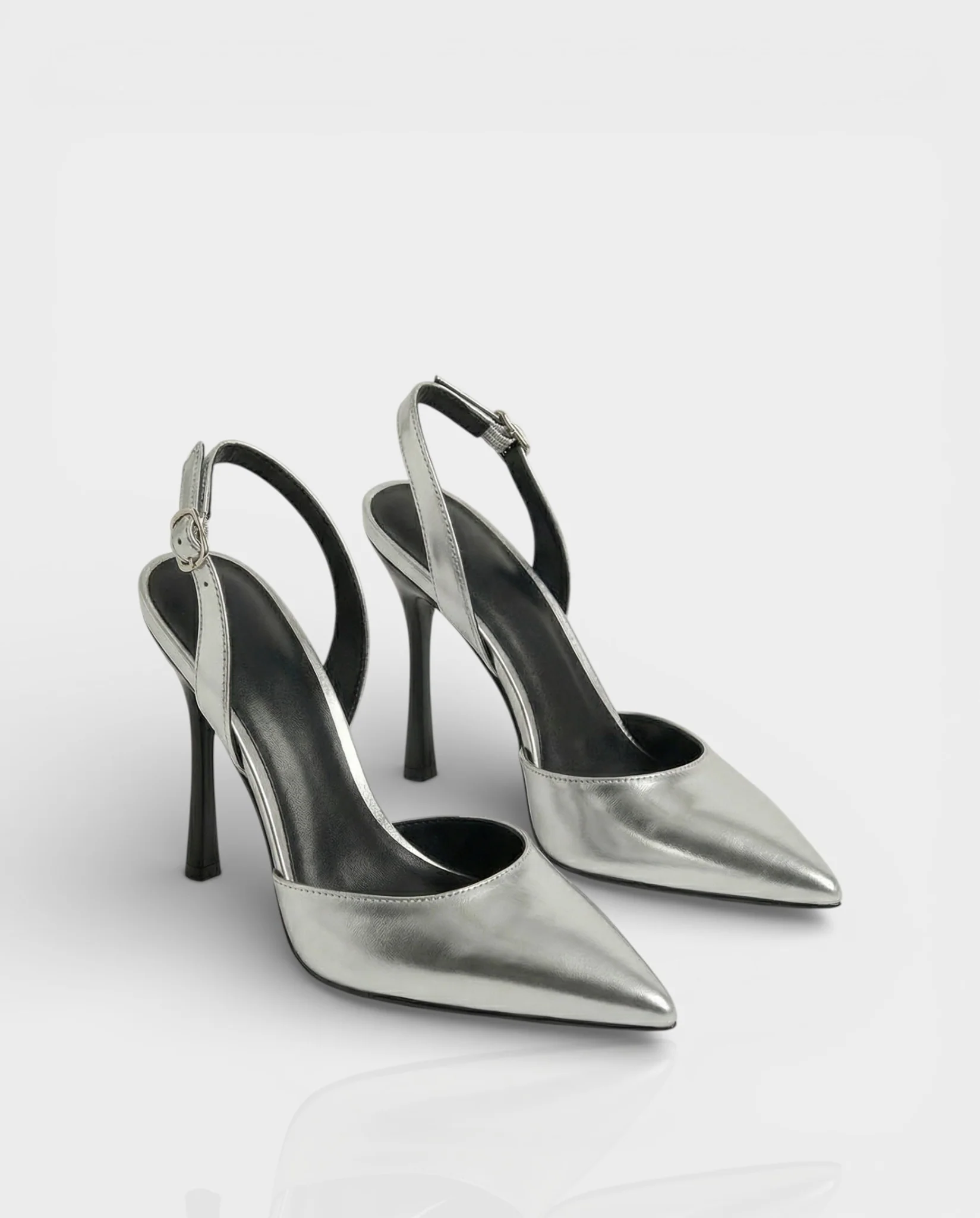 AELIN Pointed Silver Closed-Toe Heels - Image 2