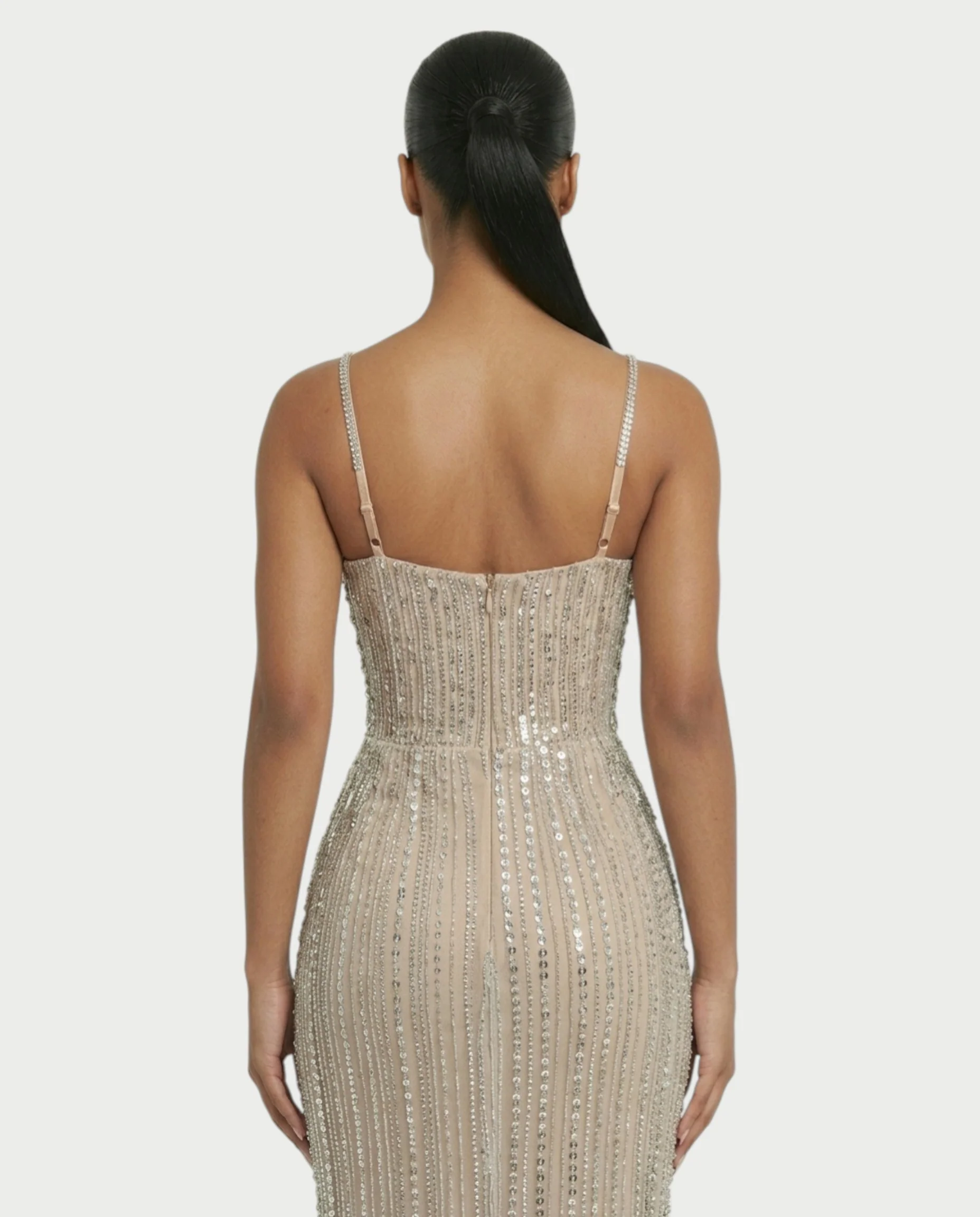 AERIS Crystal Fringe Sheer Corset Maxi Dress - Image 5