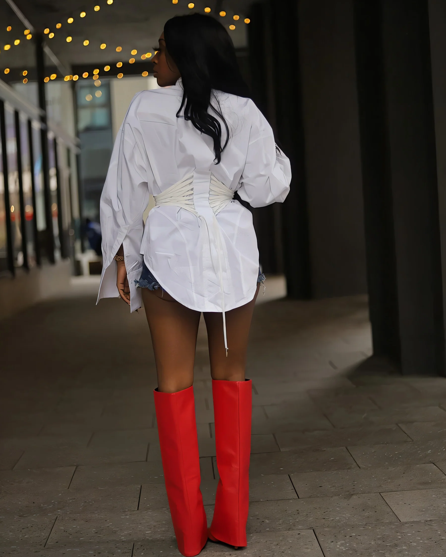 ALEXANDRA Corset Waist Button-Up Shirt Dress - Image 4