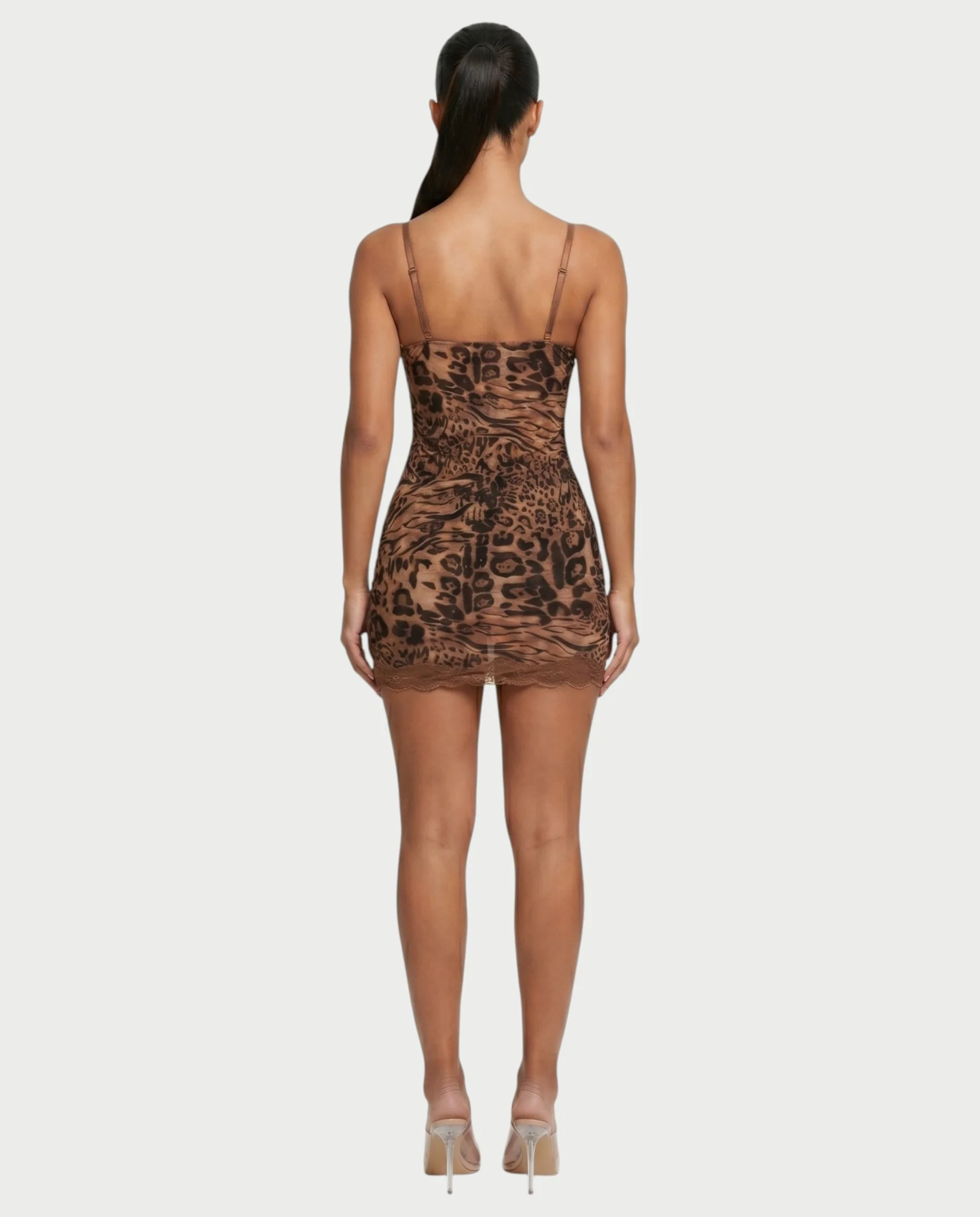 ALEYA Lace Bust Leopard Print Bodycon Mini Dress - Image 2