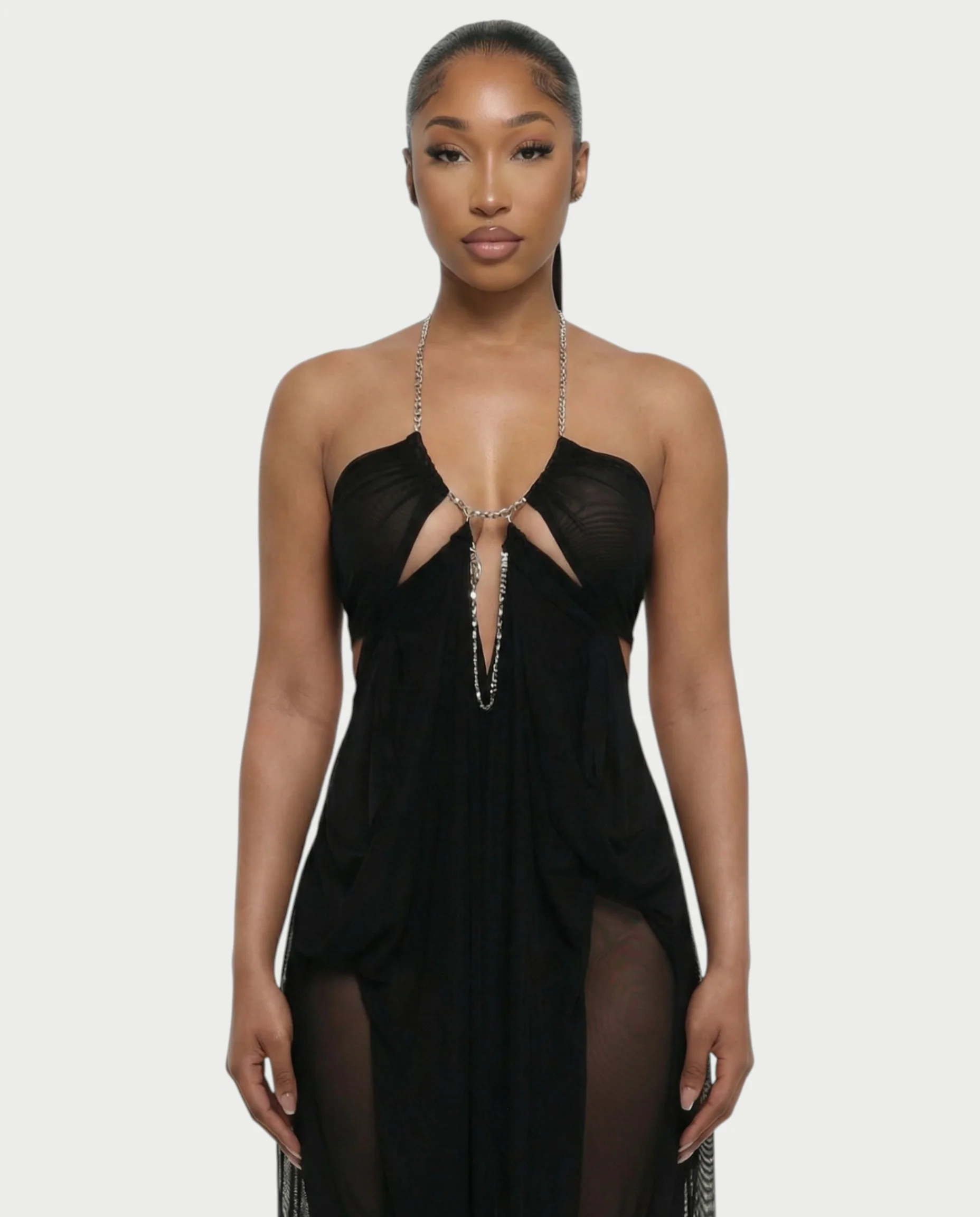 ALUMA Crystal Chain Sheer Flow Maxi Dress - Image 10