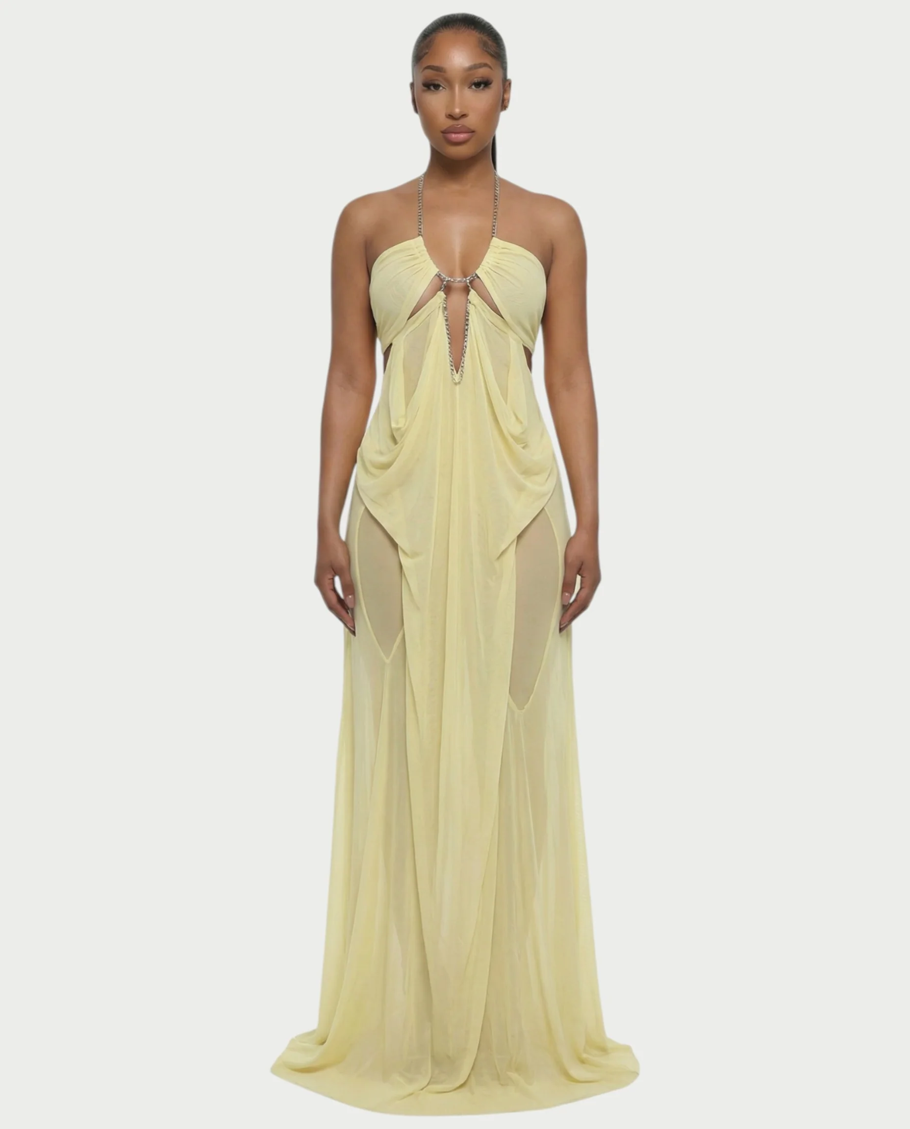 ALUMA Crystal Chain Sheer Flow Maxi Dress - Image 12