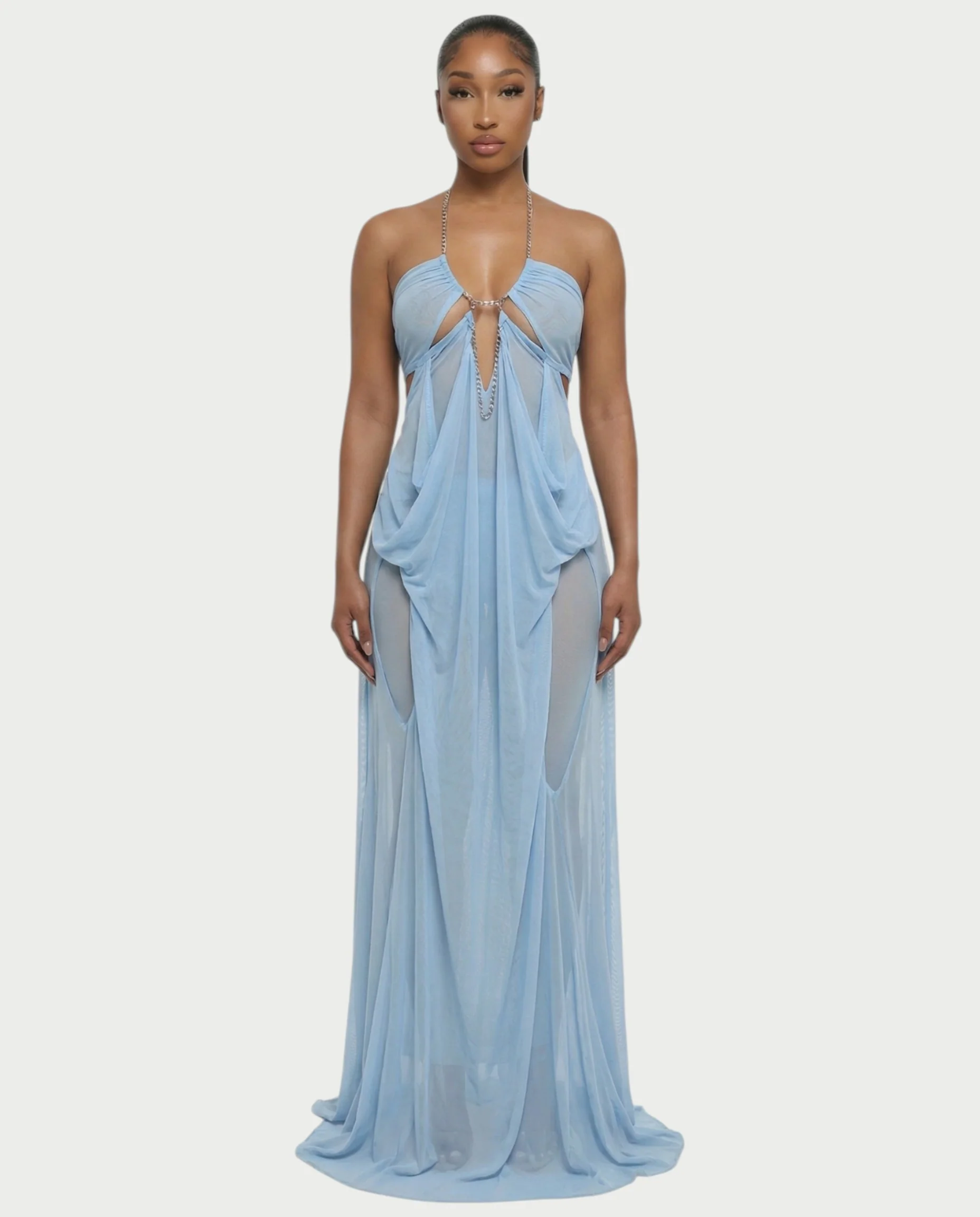 ALUMA Crystal Chain Sheer Flow Maxi Dress - Image 17