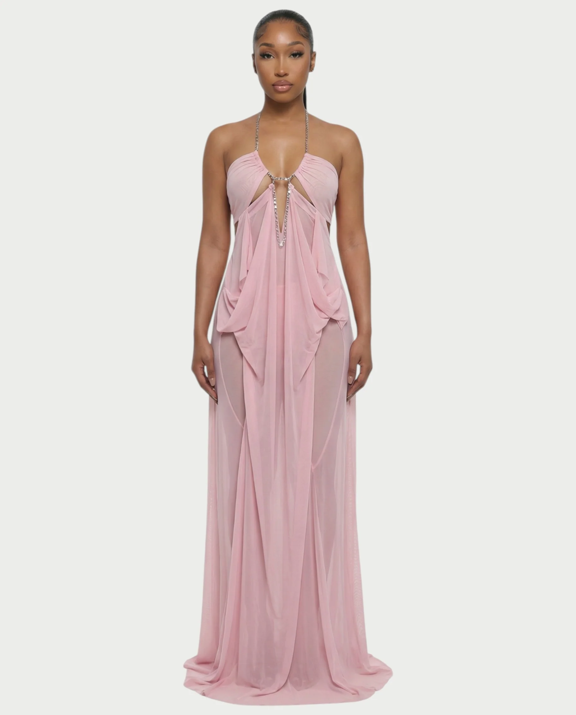 ALUMA Crystal Chain Sheer Flow Maxi Dress - Image 2