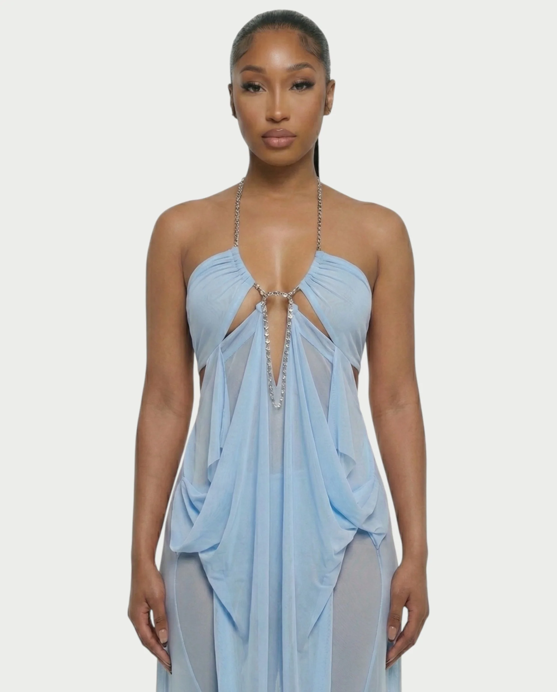 ALUMA Crystal Chain Sheer Flow Maxi Dress - Image 20