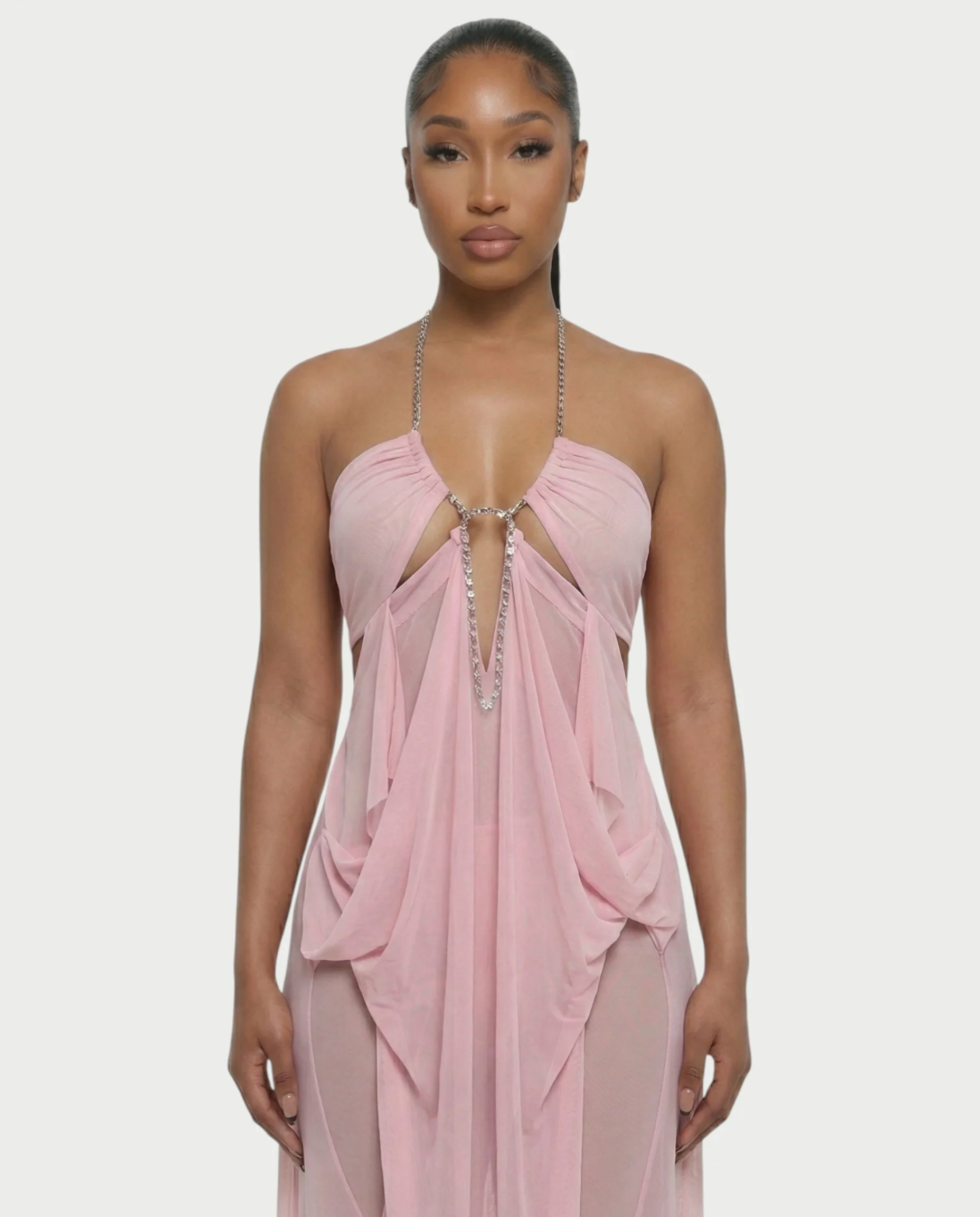 ALUMA Crystal Chain Sheer Flow Maxi Dress - Image 5