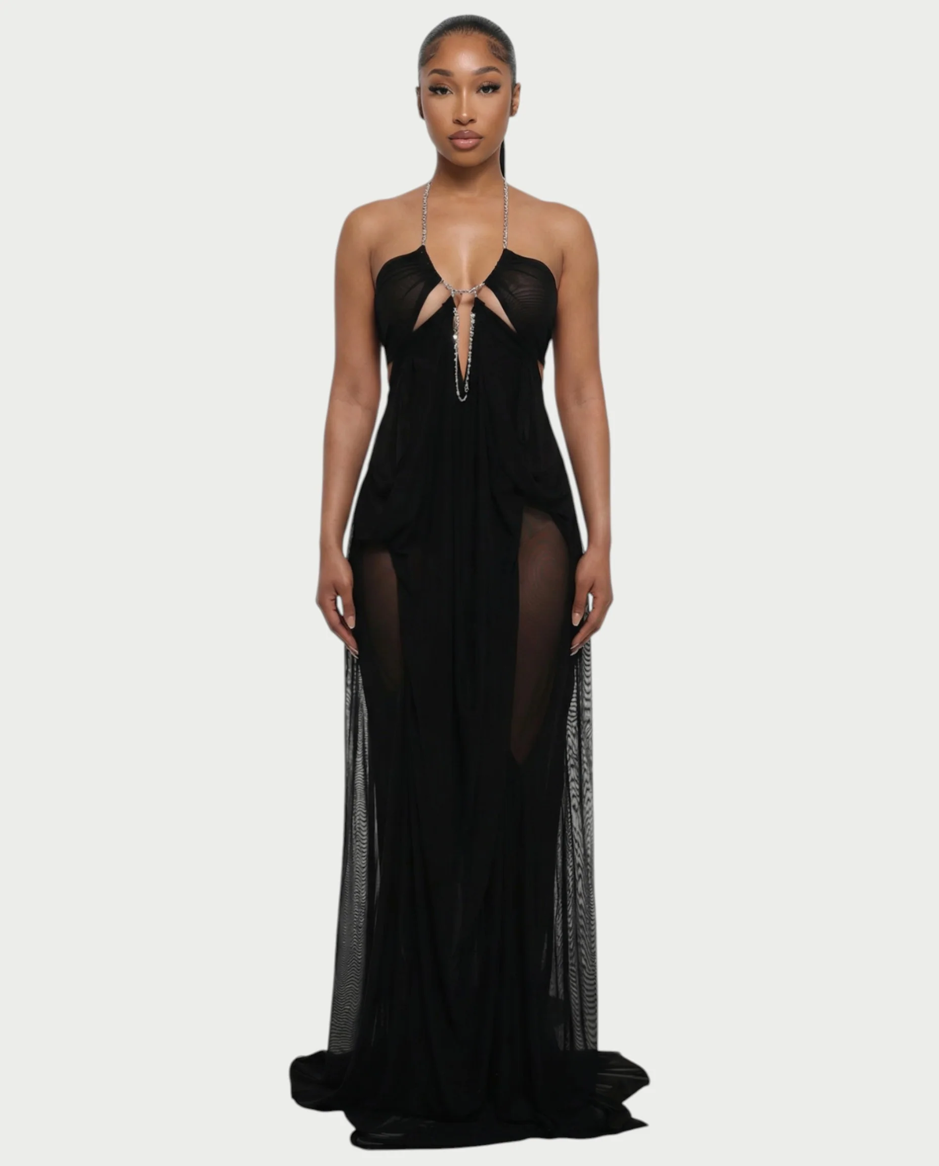 ALUMA Crystal Chain Sheer Flow Maxi Dress - Image 7