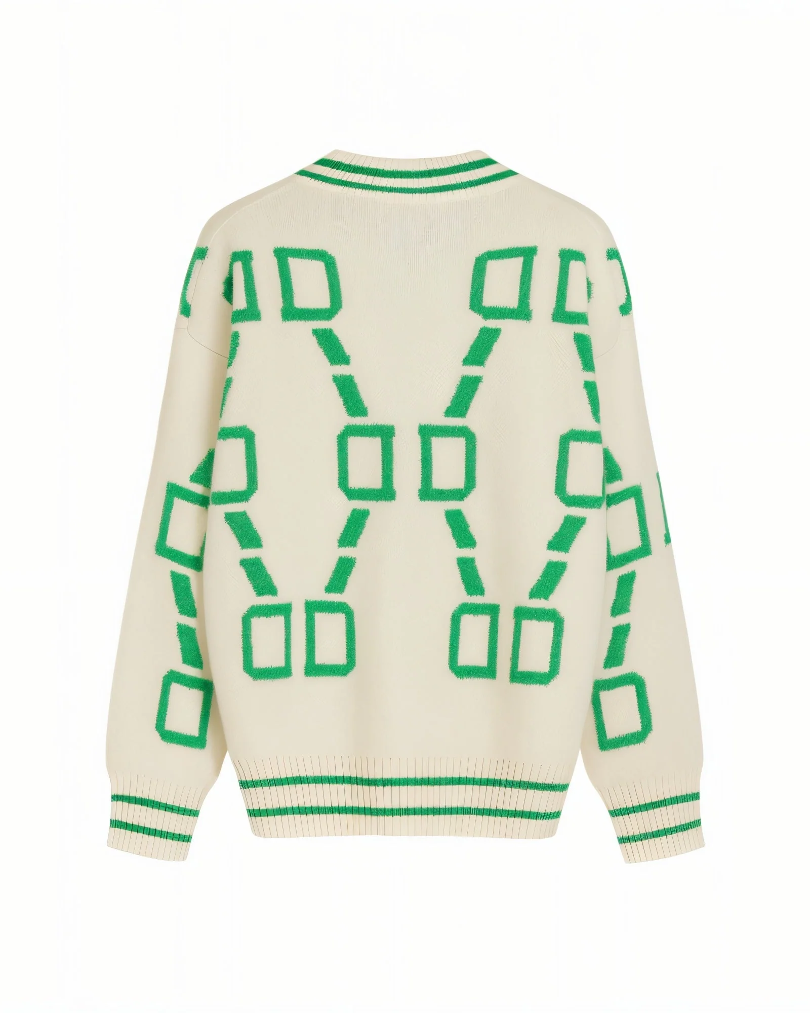 ALYA Geometric Jacquard Button-Up Knit Cardigan - Image 6