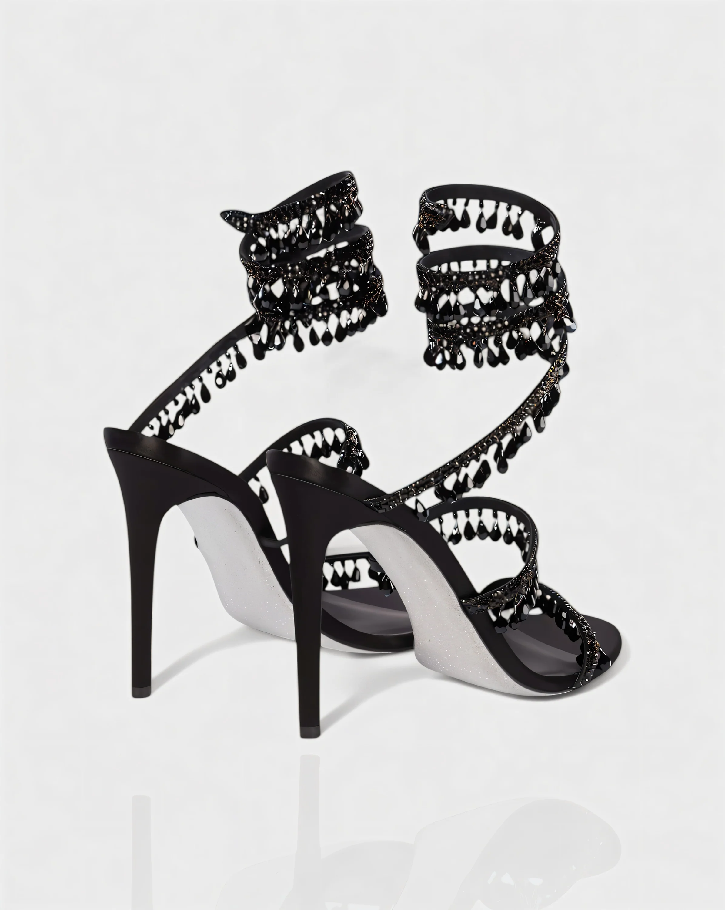 ALYRA Rhinestone Tassel Ankle-Wrap High Heels - Image 11