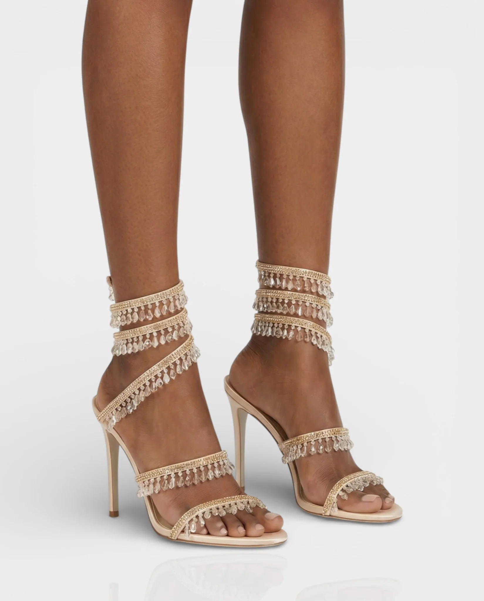 ALYRA Rhinestone Tassel Ankle-Wrap High Heels - Image 19