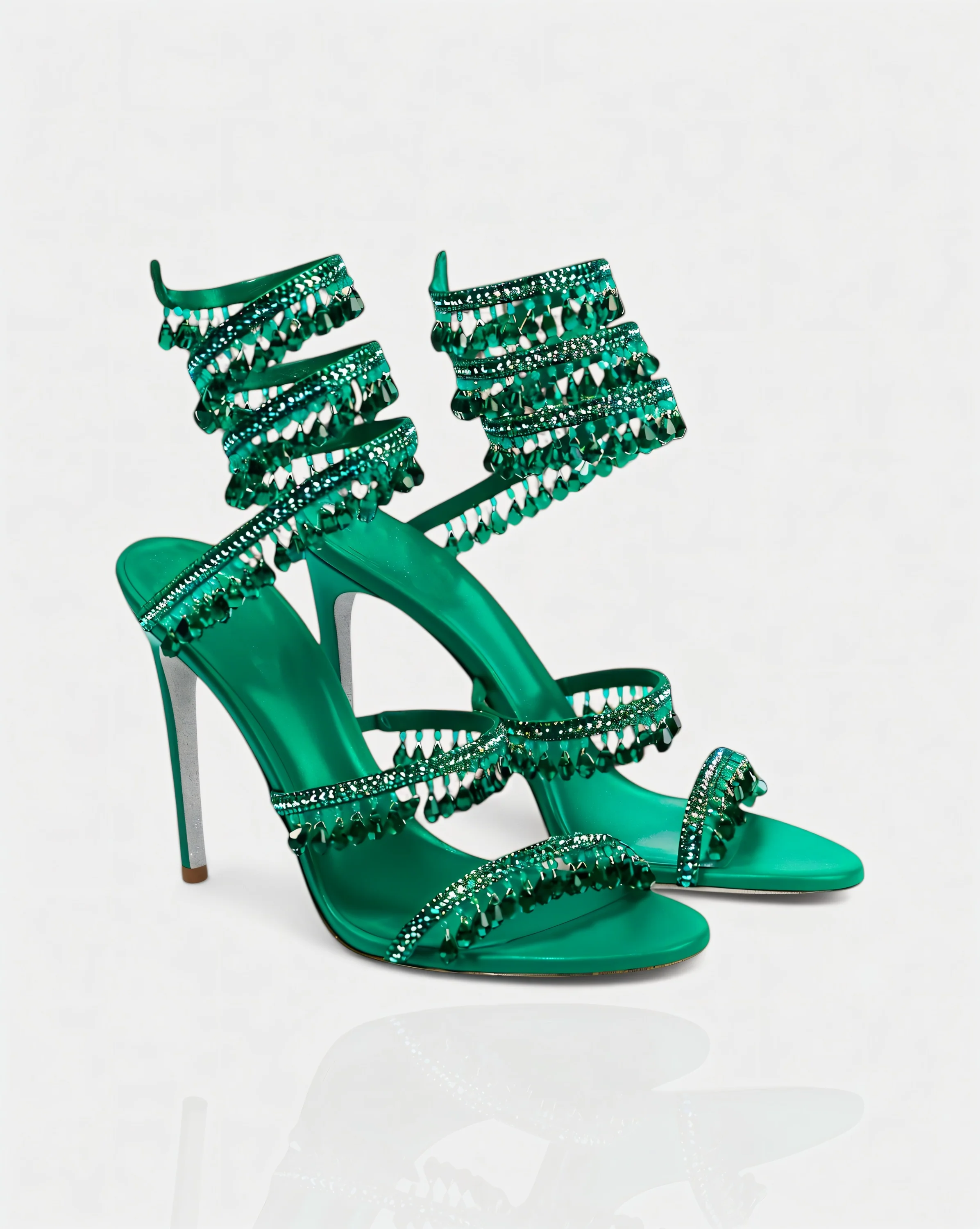 ALYRA Rhinestone Tassel Ankle-Wrap High Heels - Image 2