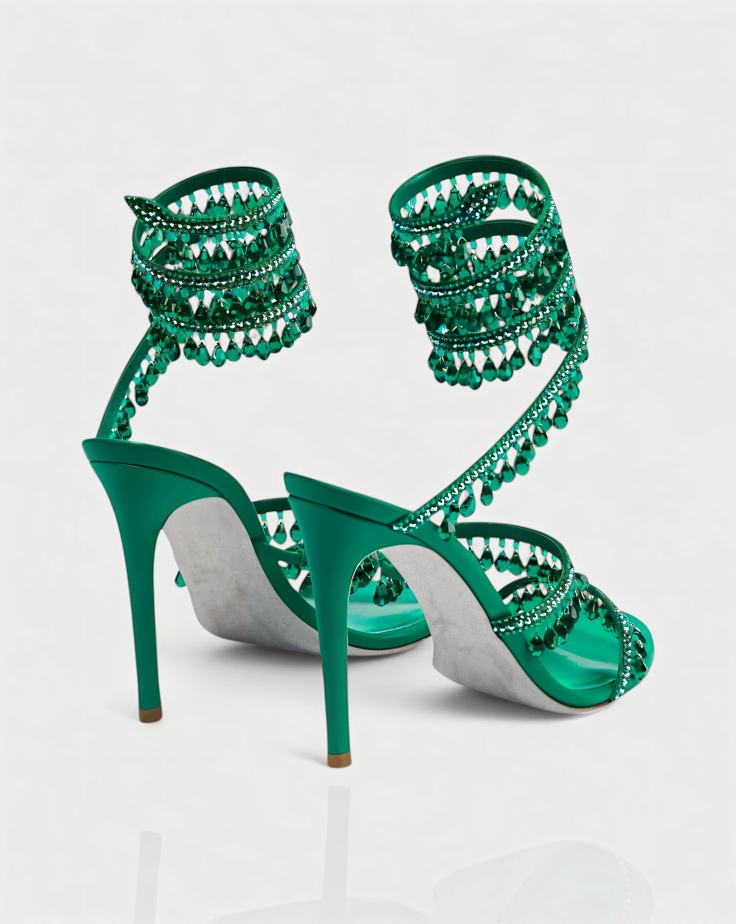 ALYRA Rhinestone Tassel Ankle-Wrap High Heels - Image 3