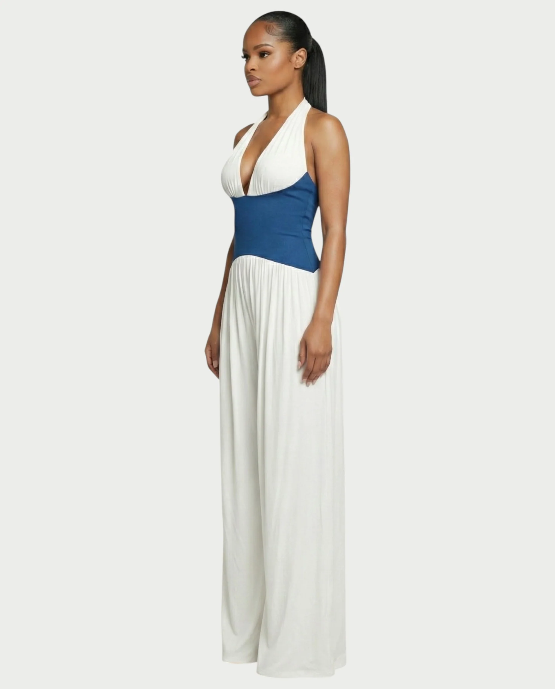 AMARIS Halter Neck Backless Wide Leg Jumpsuit - Image 3