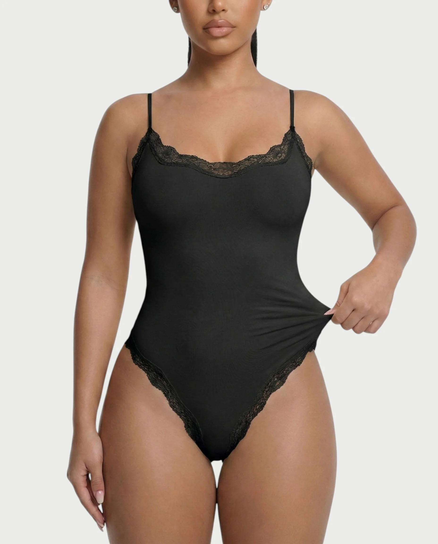 AMELYA Lace-Trim Shapewear Bodysuit - Image 27