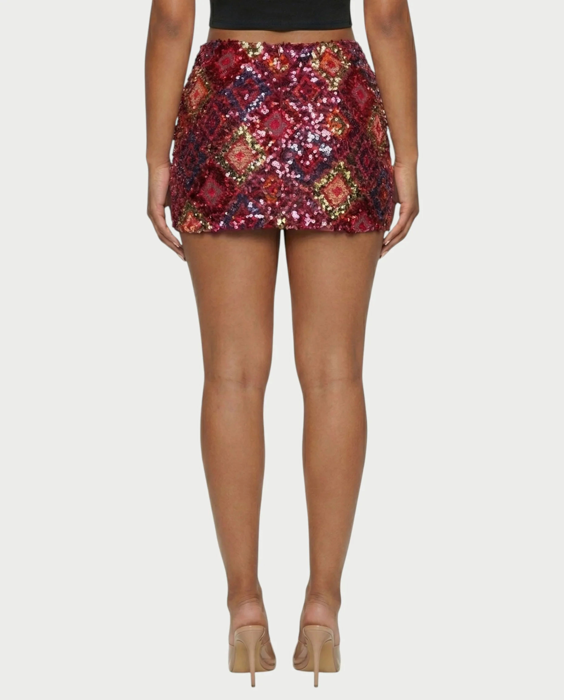 AMERA Sequin Diamond Pattern Mini Skirt - Image 22