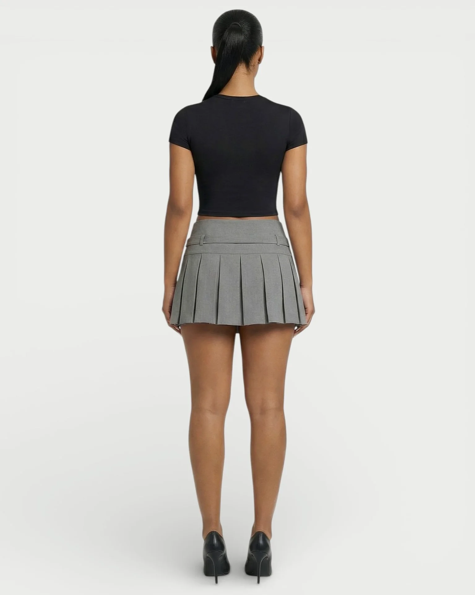 ANARA High-Waist Belted Pleated Mini Skirt - Image 14