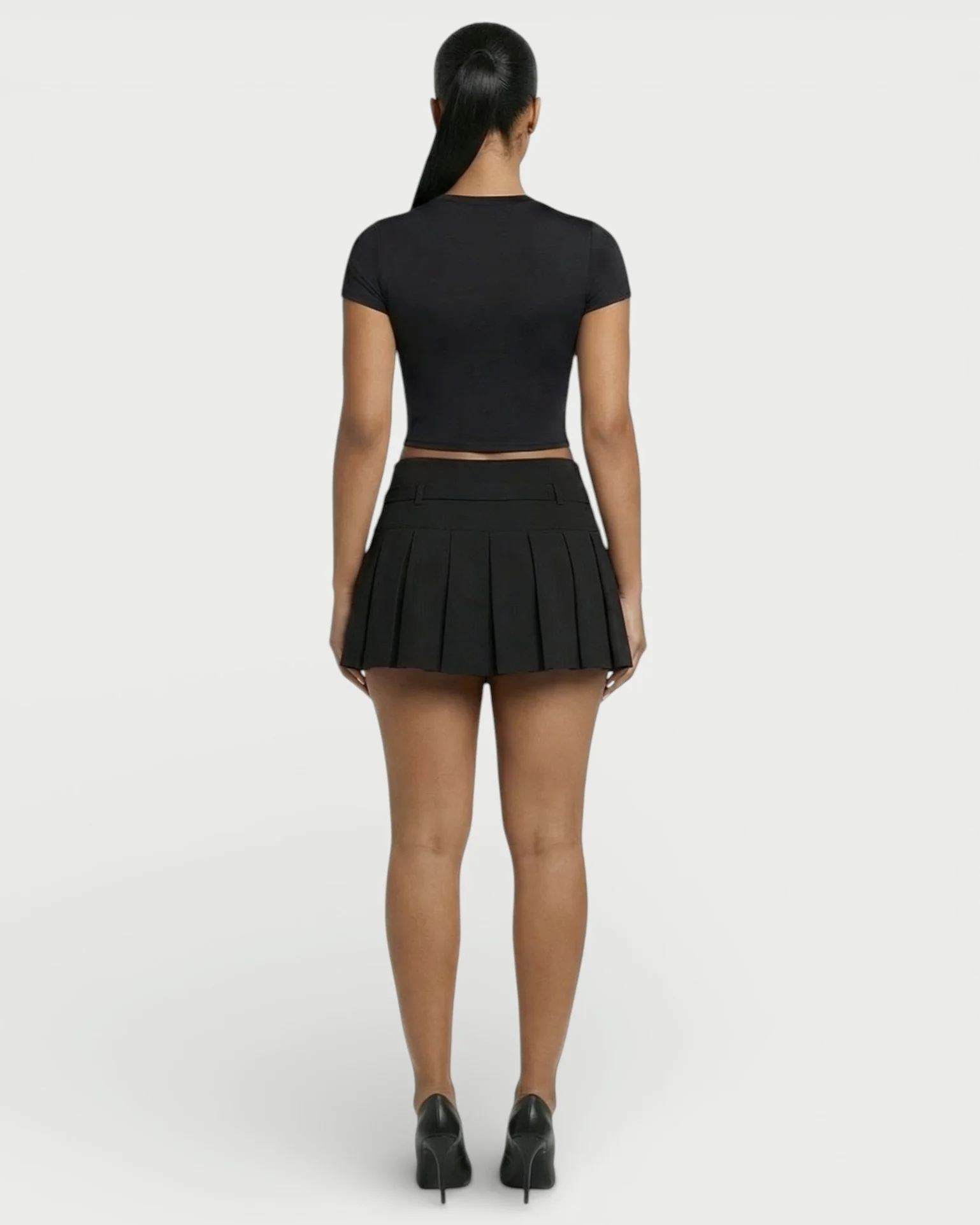 ANARA High-Waist Belted Pleated Mini Skirt - Image 19