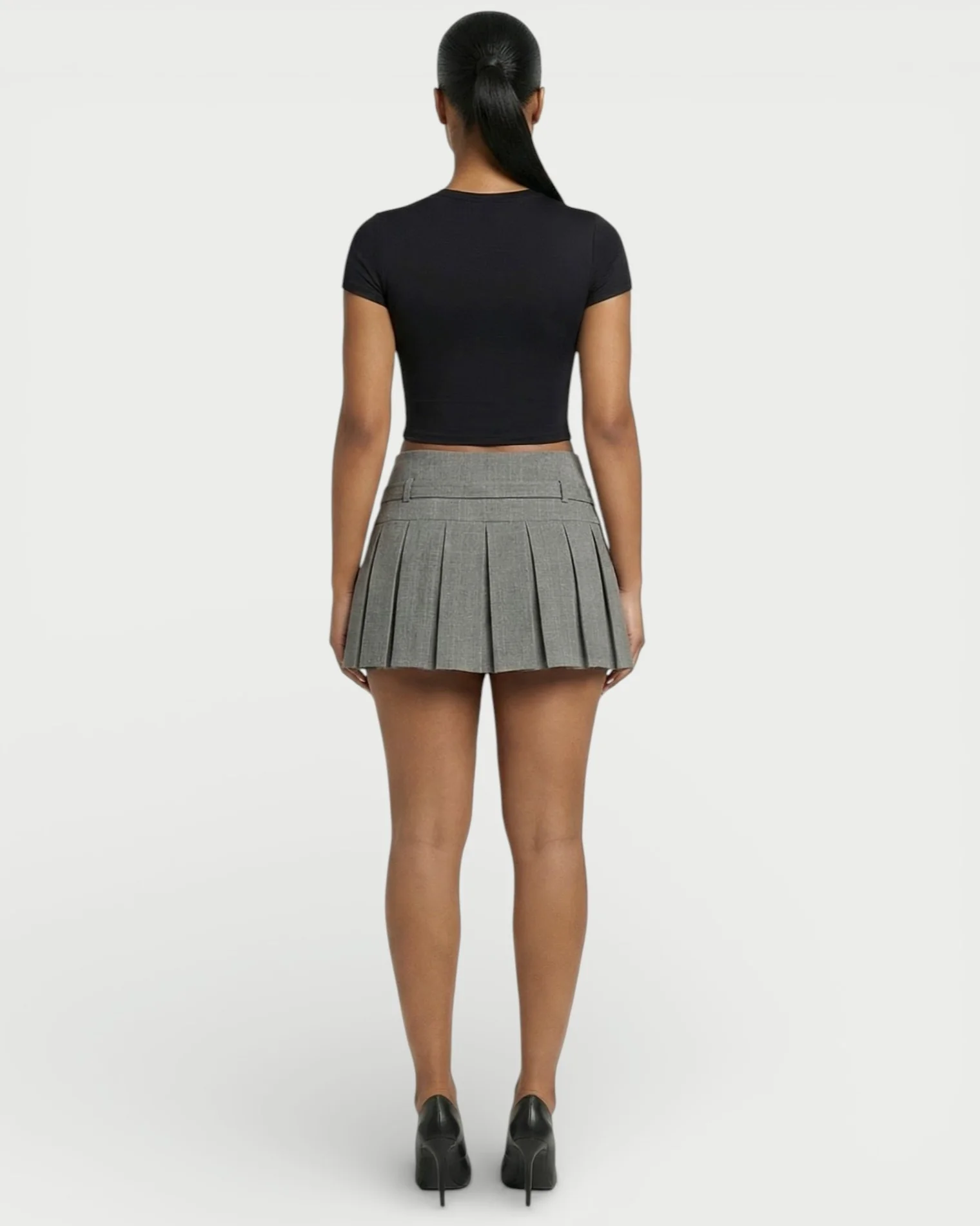 ANARA High-Waist Belted Pleated Mini Skirt - Image 4