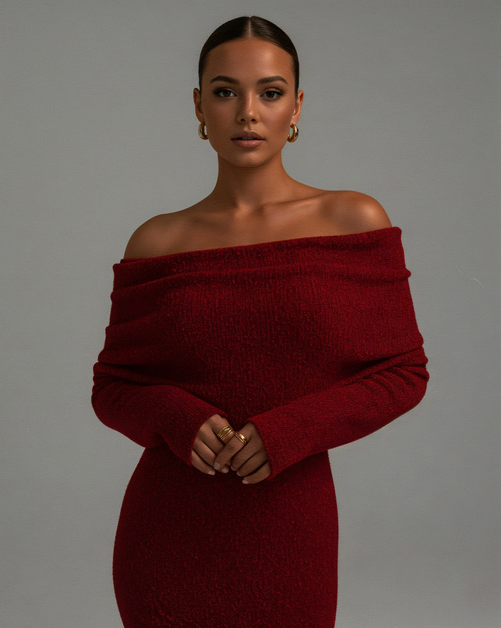 ANGELICA Knit Off-Shoulder Maxi Dress - Image 10