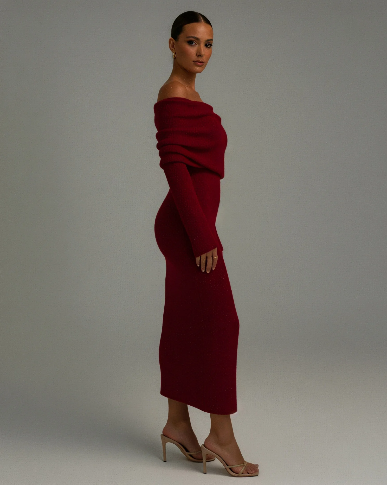 ANGELICA Knit Off-Shoulder Maxi Dress - Image 11