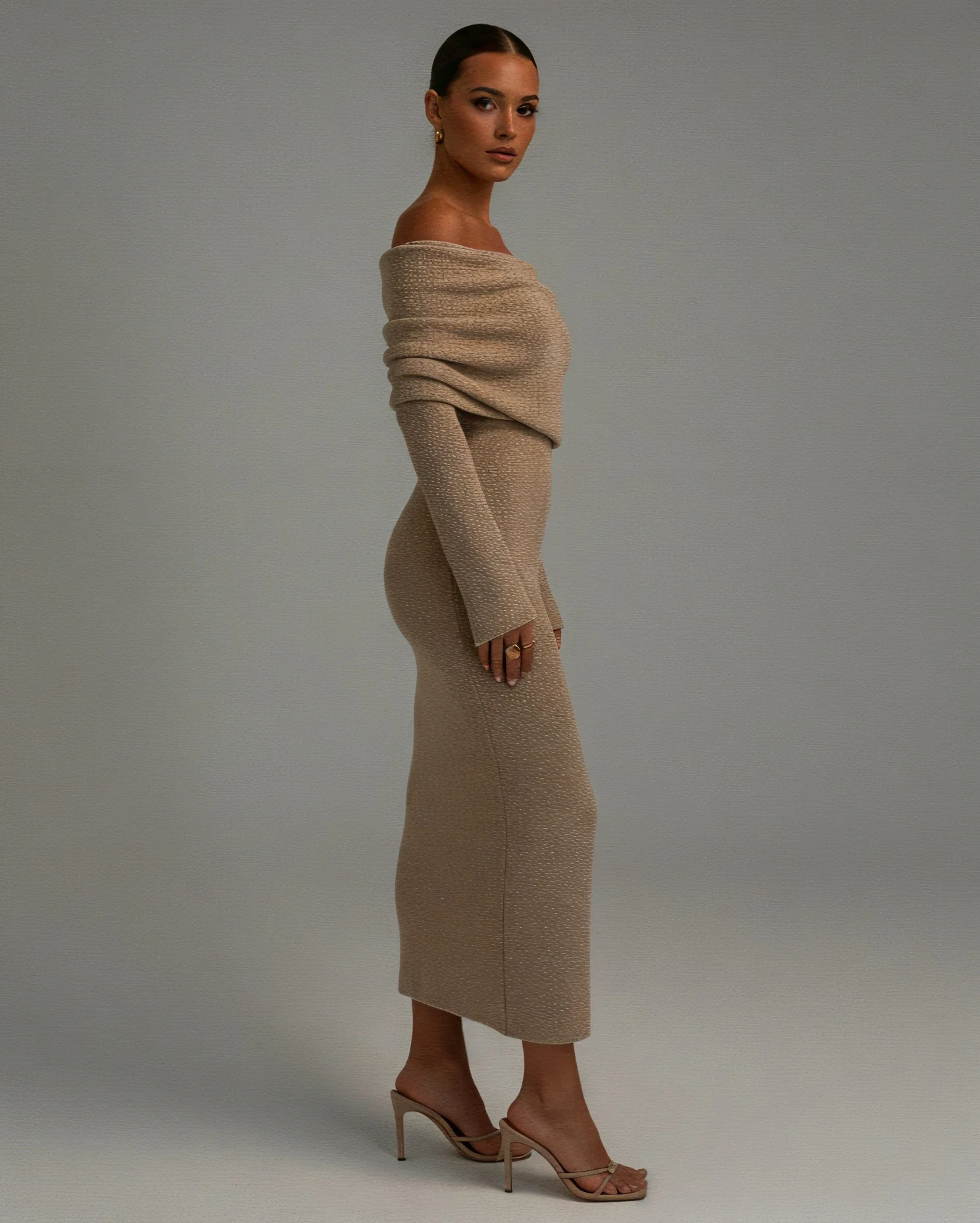 ANGELICA Knit Off-Shoulder Maxi Dress - Image 3