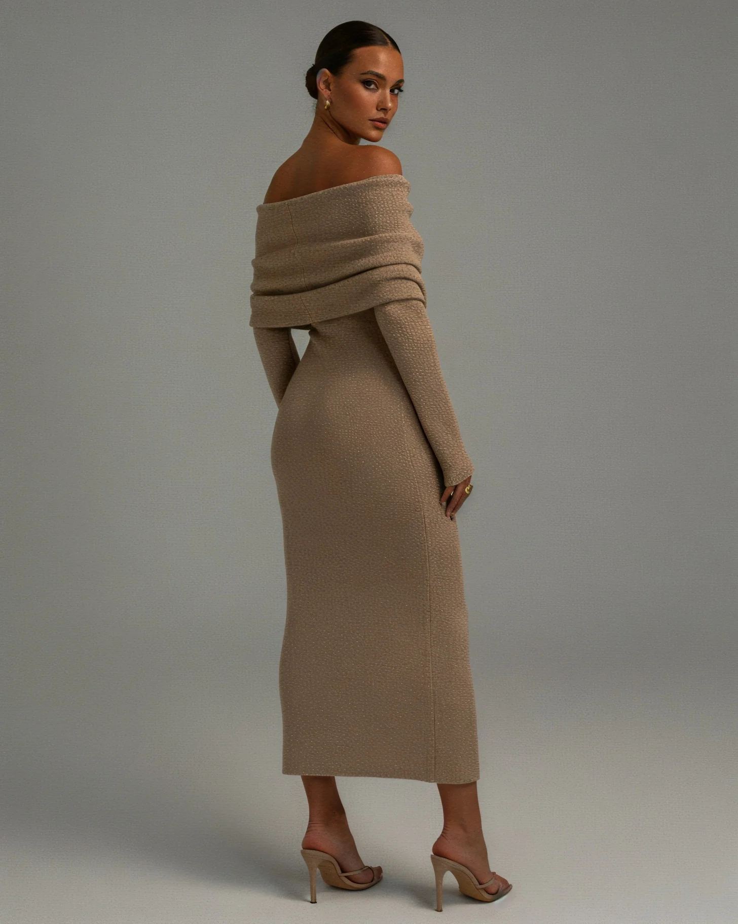 ANGELICA Knit Off-Shoulder Maxi Dress - Image 4