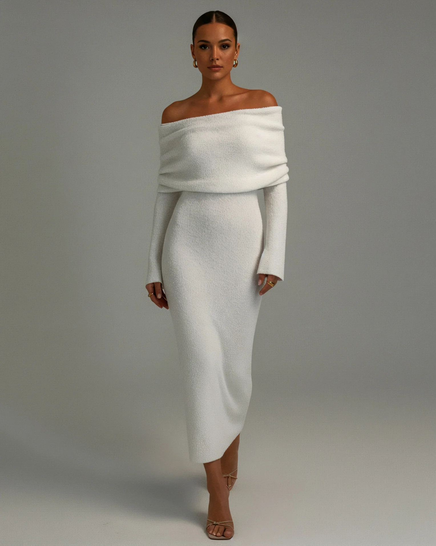 ANGELICA Knit Off-Shoulder Maxi Dress - Image 5