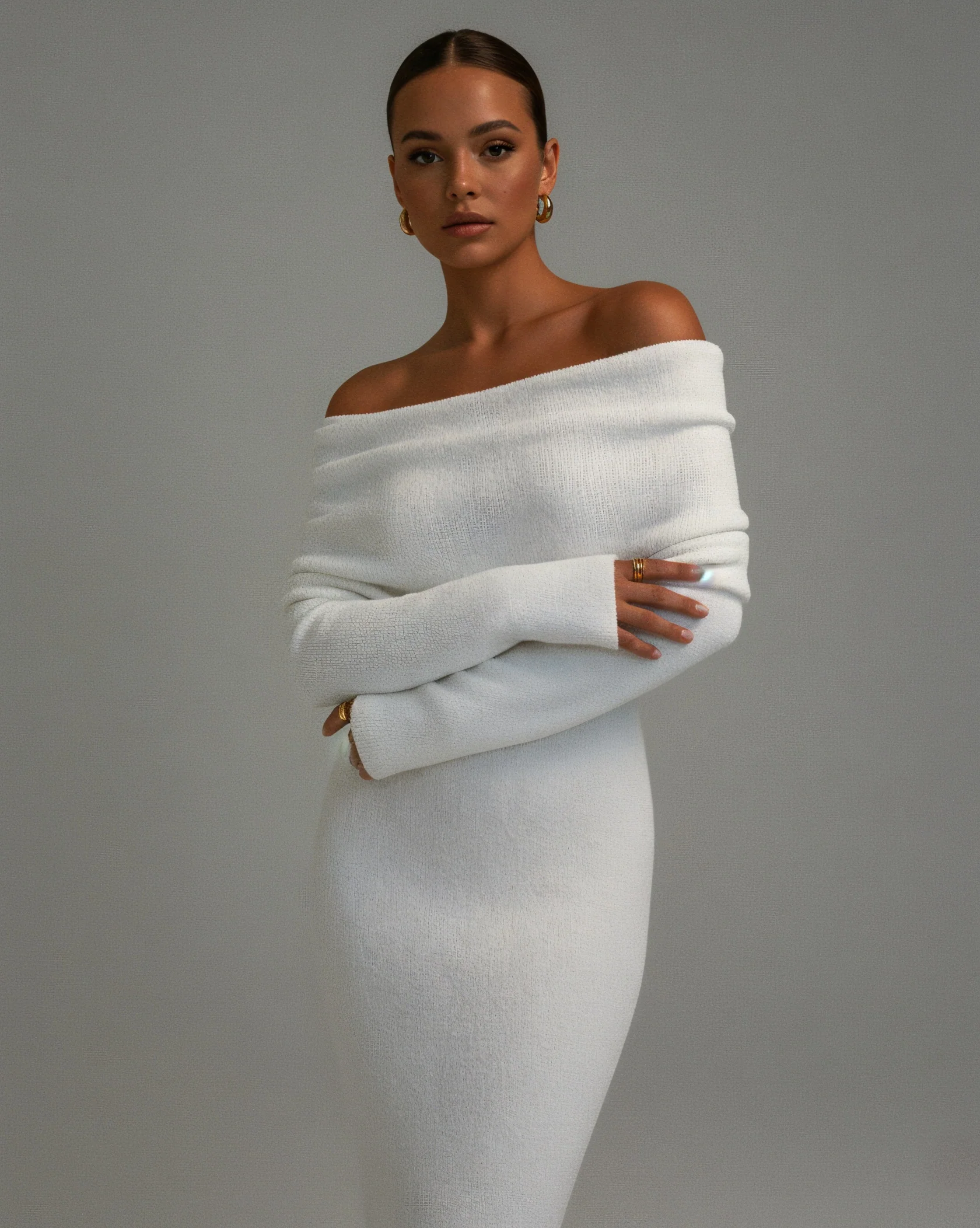 ANGELICA Knit Off-Shoulder Maxi Dress - Image 6