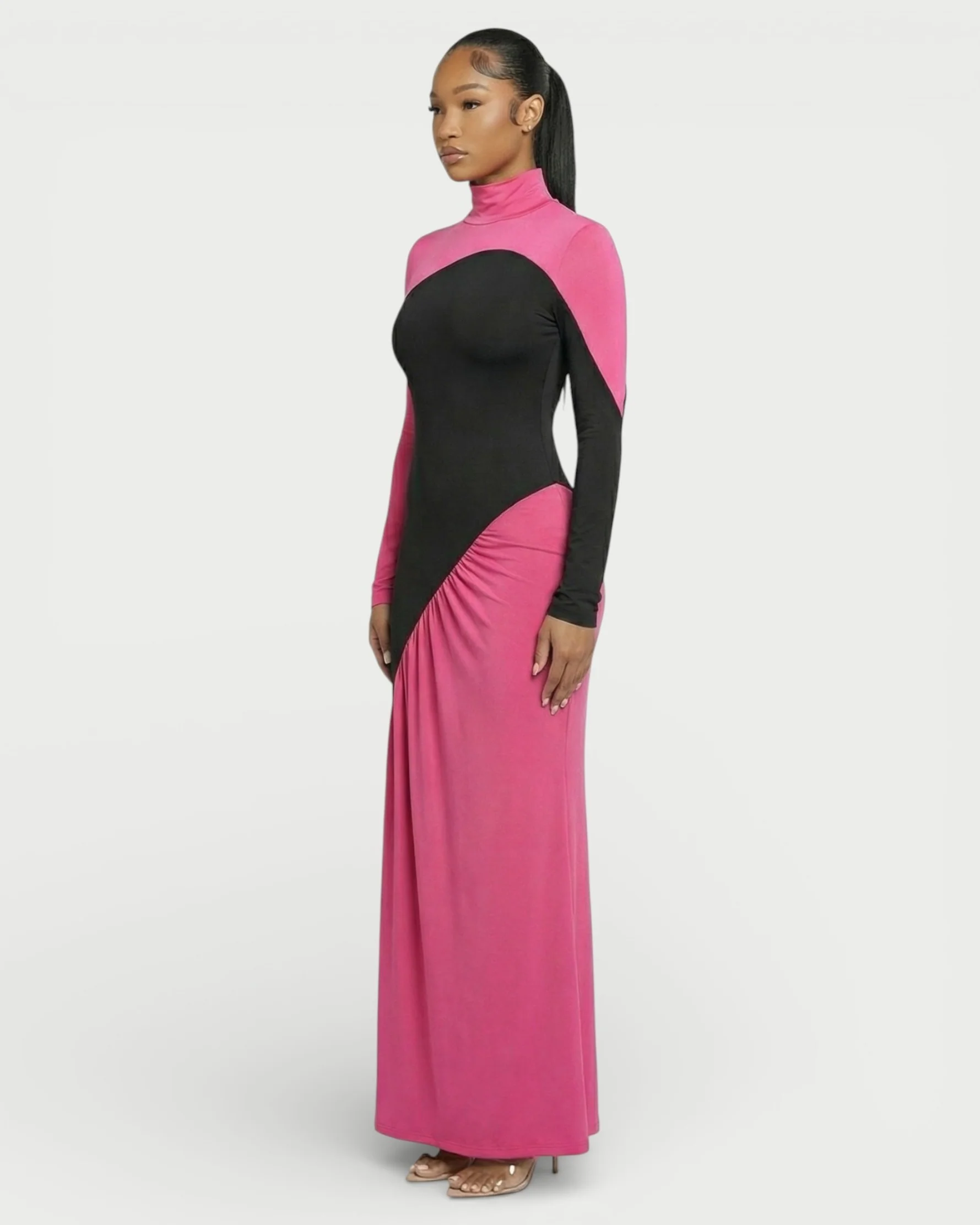 ANINA Contrast Panel Long-Sleeve Maxi Dress - Image 18