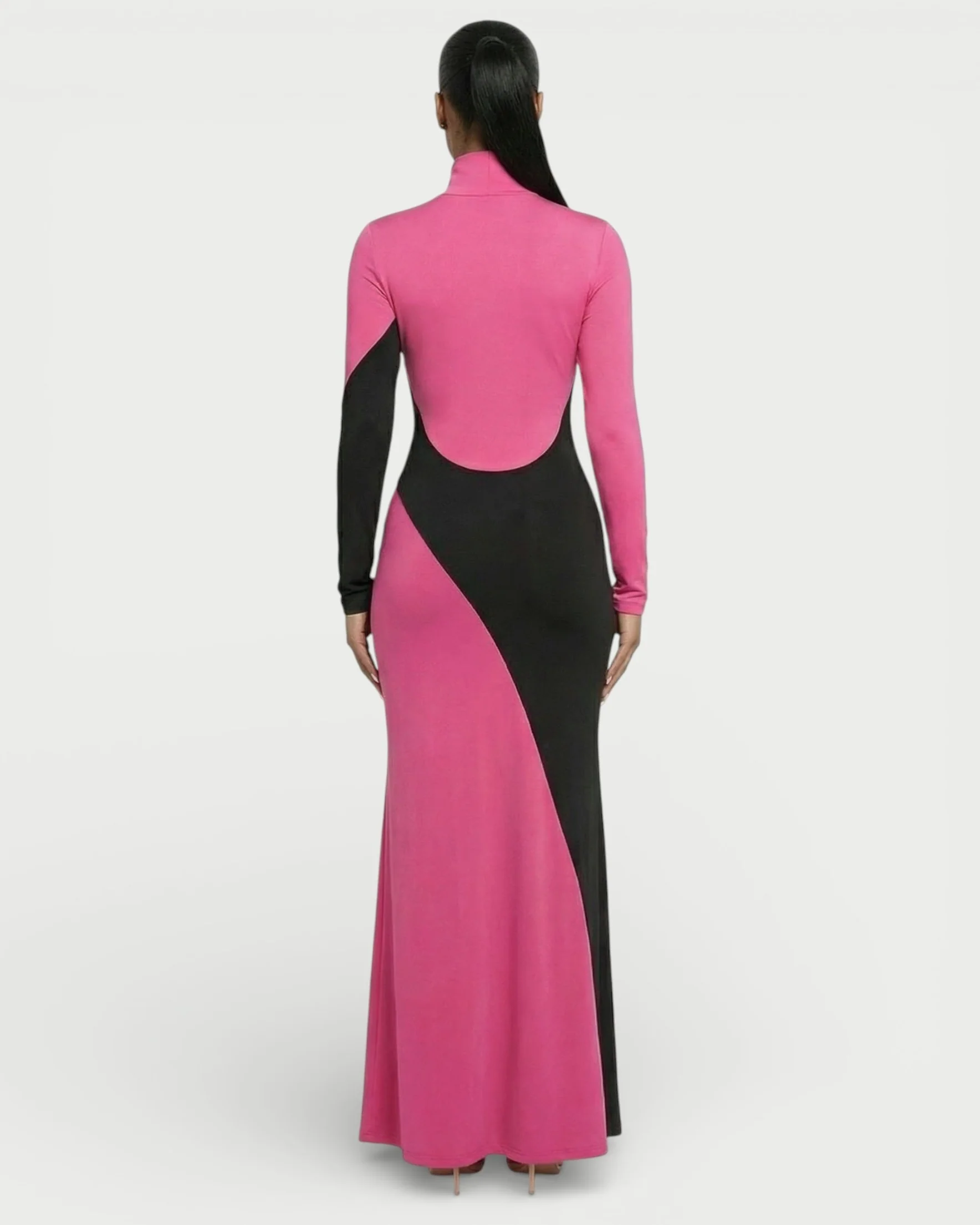 ANINA Contrast Panel Long-Sleeve Maxi Dress - Image 19