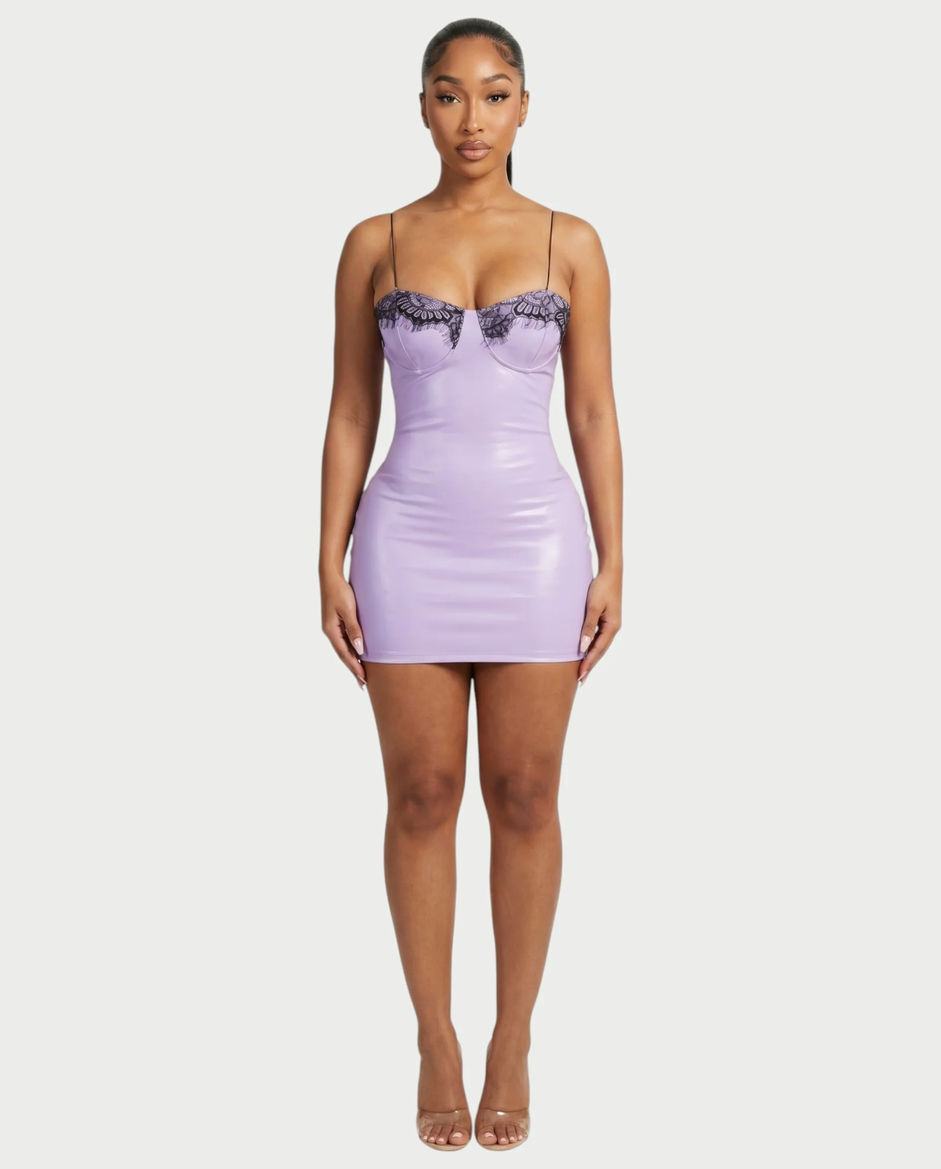 ANIRA Lace Trim Underwire Bust Bodycon Mini Dress