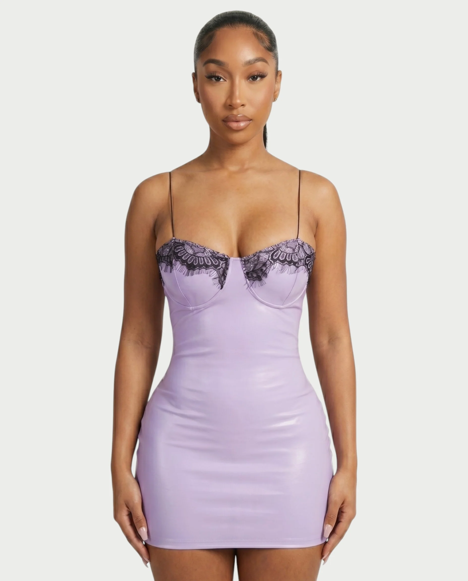 ANIRA Lace Trim Underwire Bust Bodycon Mini Dress - Image 4