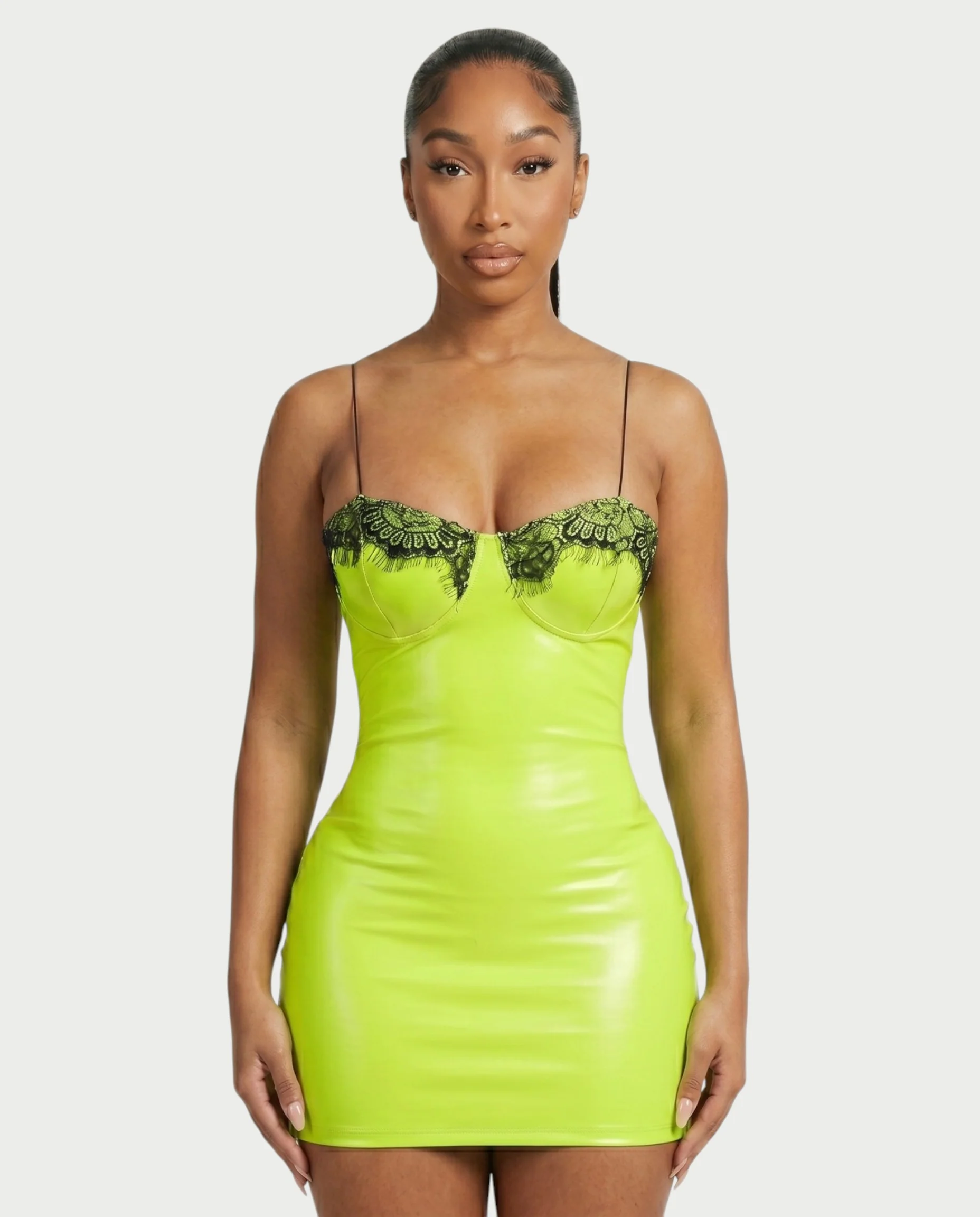 ANIRA Lace Trim Underwire Bust Bodycon Mini Dress - Image 9