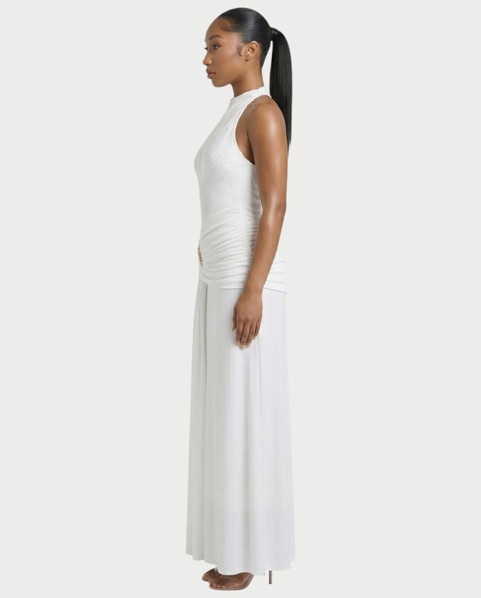 ANIYA Halter Draped A Line Maxi Dress - Image 8