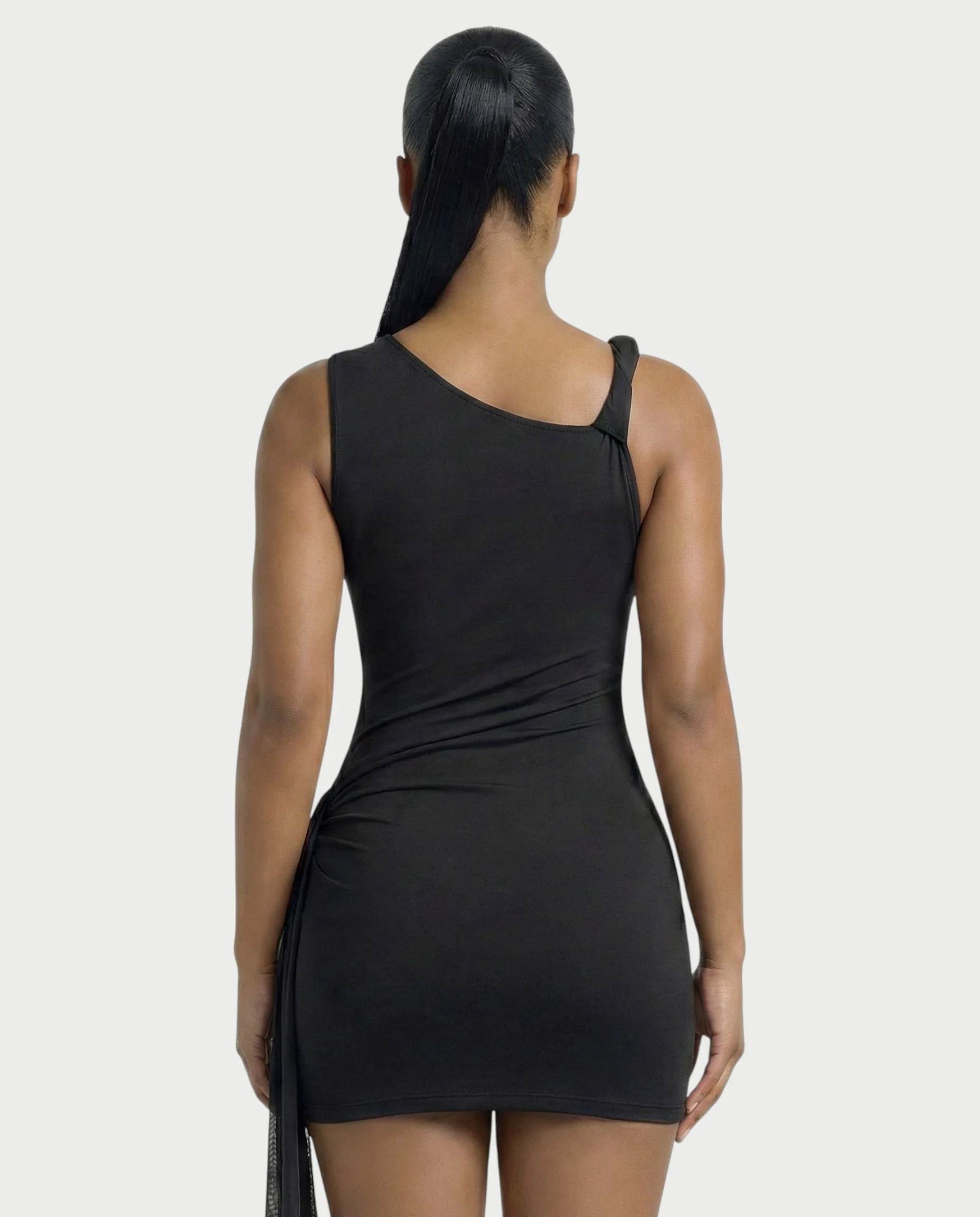 ANNARA Asymmetric Draped Mini Dress - Image 5