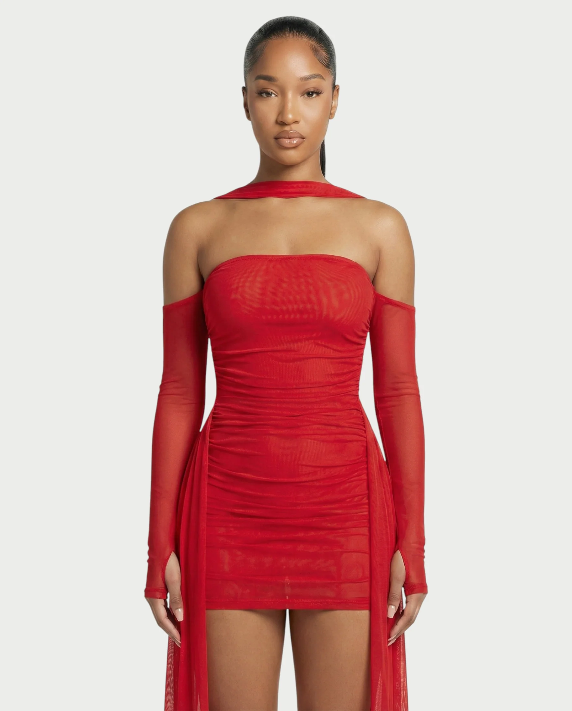 ANNE Strapless Mesh Mini Dress - Image 4