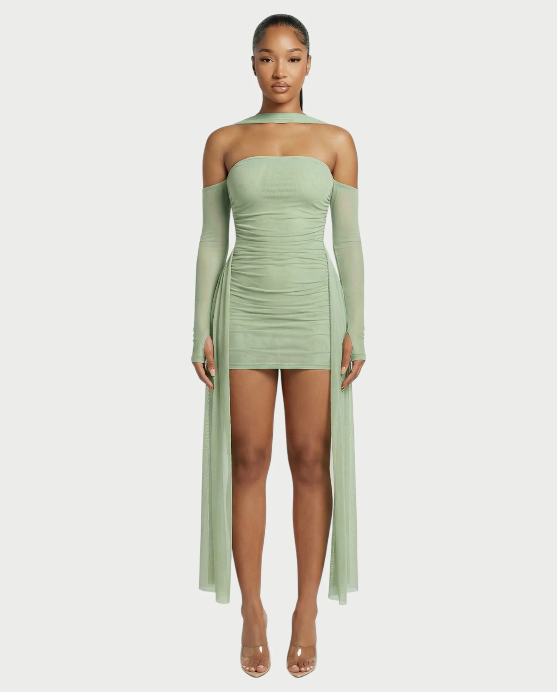 ANNE Strapless Mesh Mini Dress - Image 6