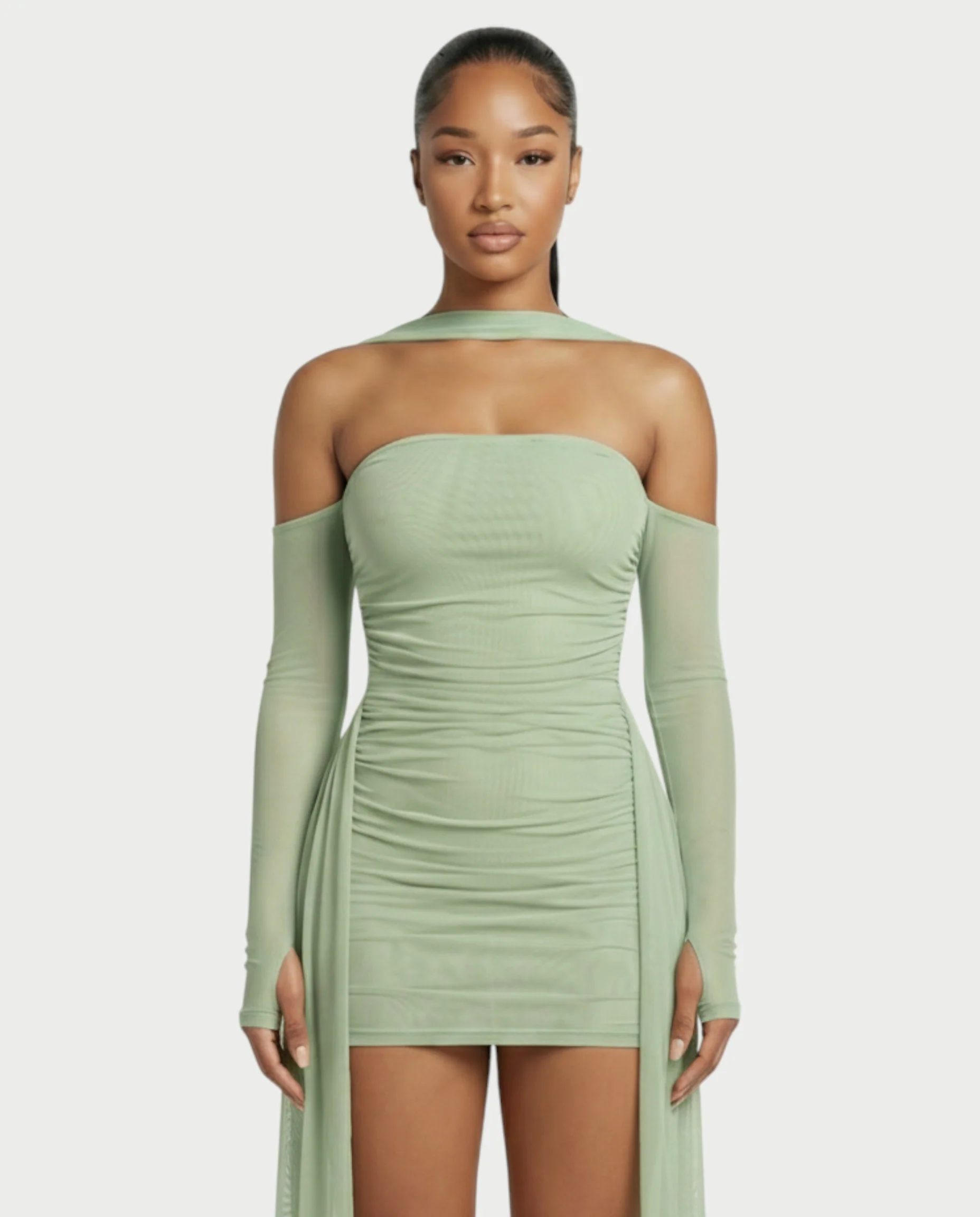 ANNE Strapless Mesh Mini Dress - Image 9