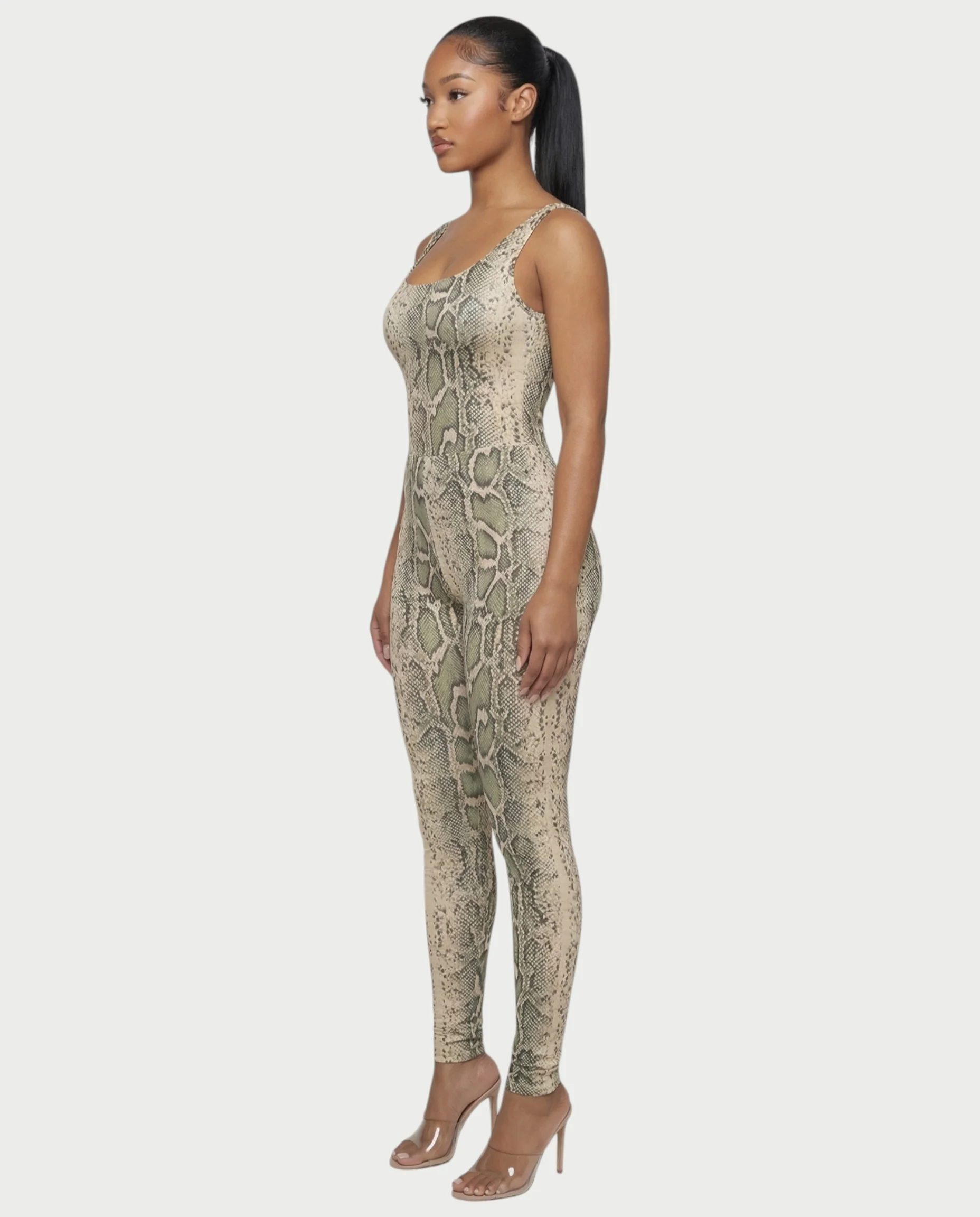 ANNELA Snake Print Bodysuit & Pants Set - Image 3