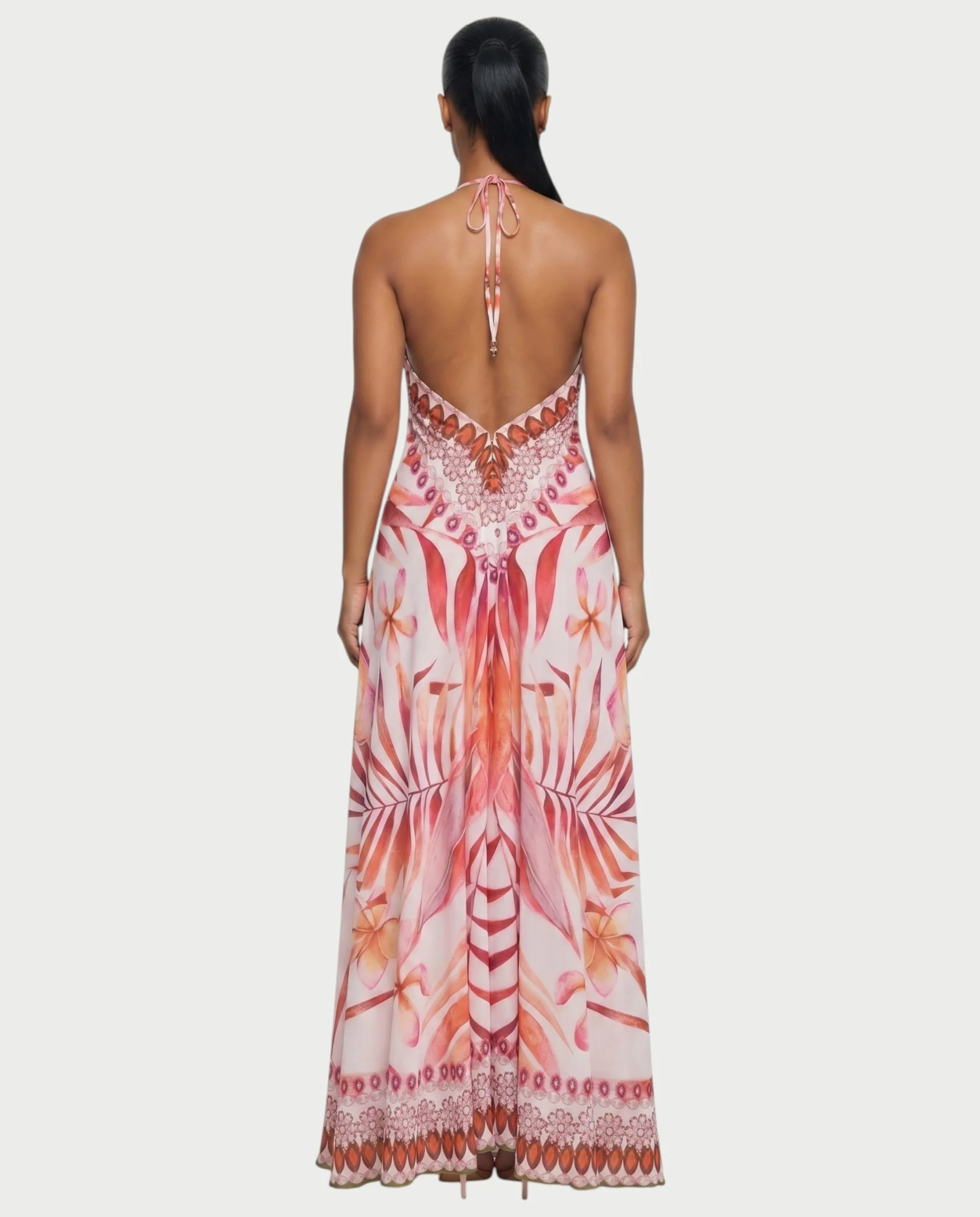 ARCIA Floral Ombre Flowing Halter Maxi Dress - Image 2