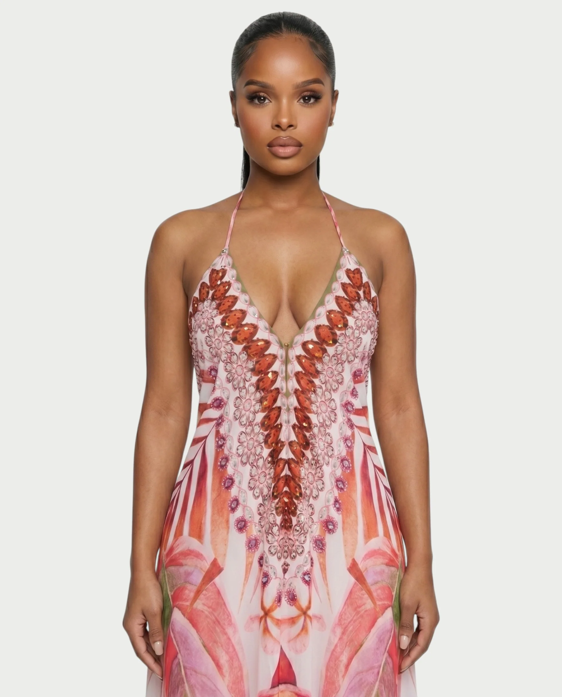 ARCIA Floral Ombre Flowing Halter Maxi Dress - Image 3