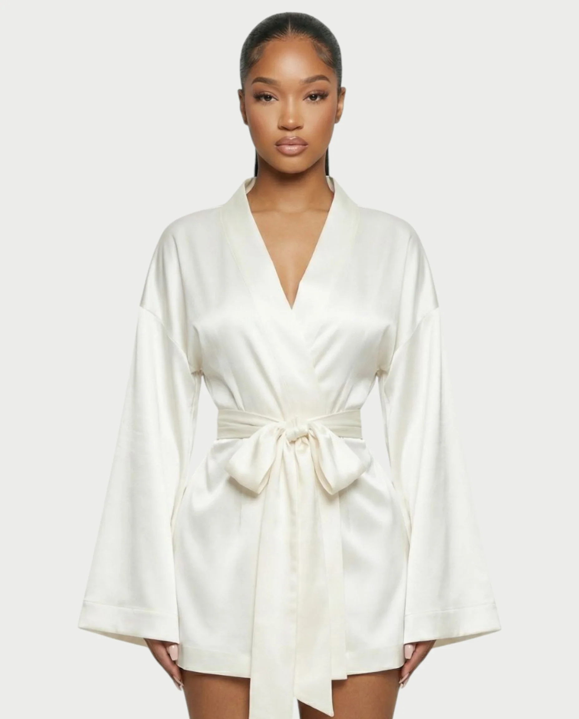 ARISSE Satin Wrap-Tie Mini Dress - Image 5