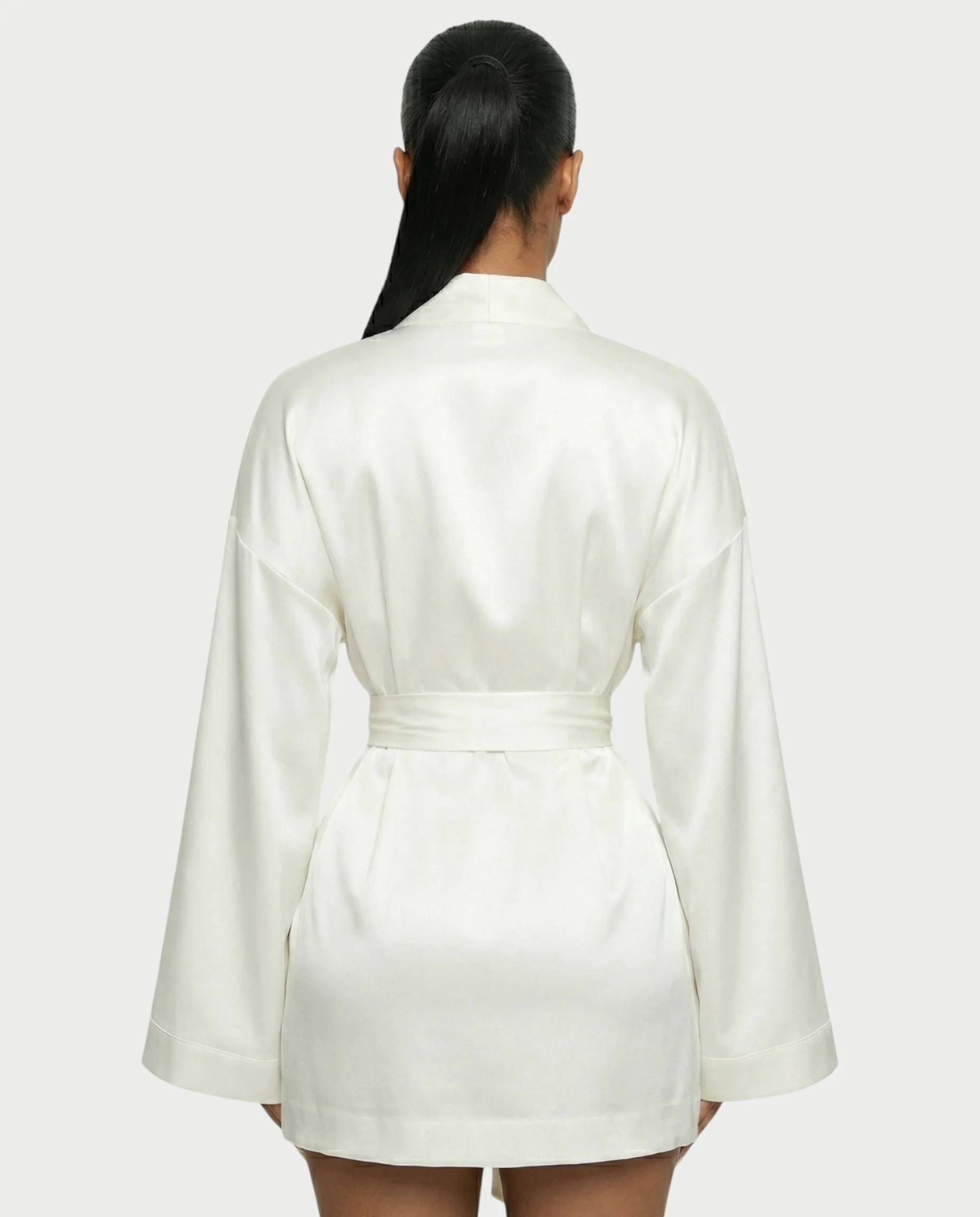 ARISSE Satin Wrap-Tie Mini Dress - Image 6