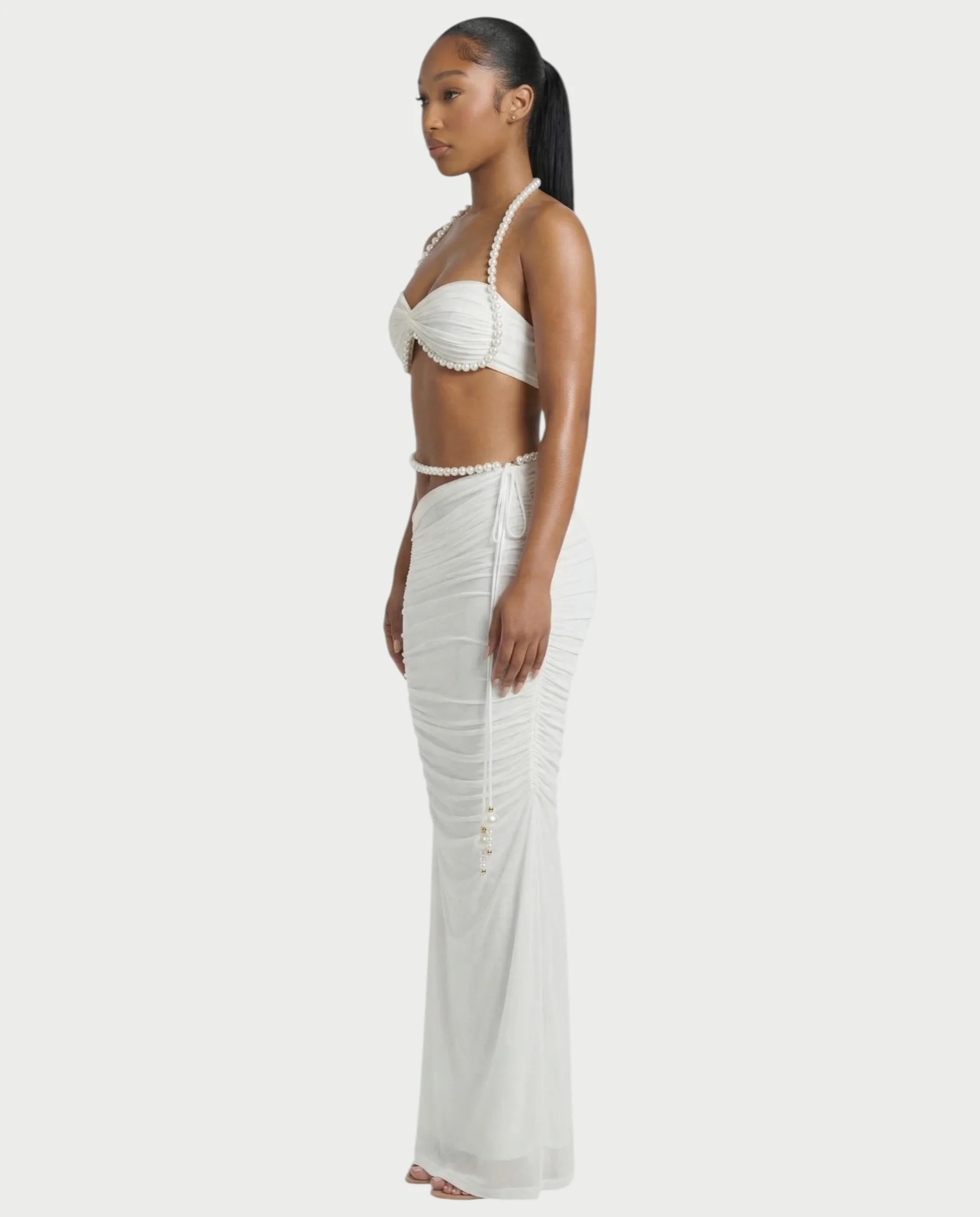 ASELA Pearl Halter Neck Top & Maxi Skirt Set - Image 3