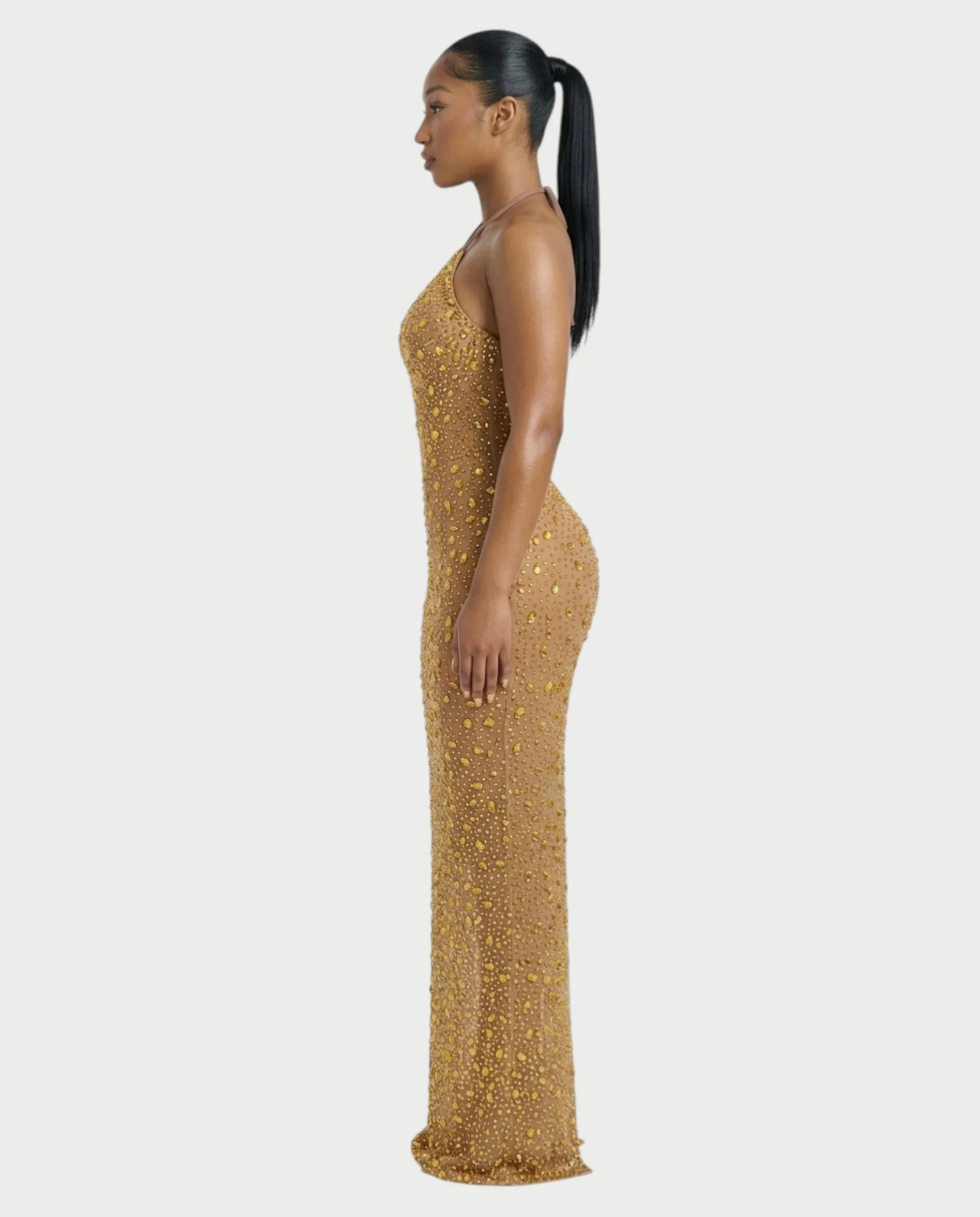 ASHA Rhinestone Halter Bodycon Maxi Dress - Image 8