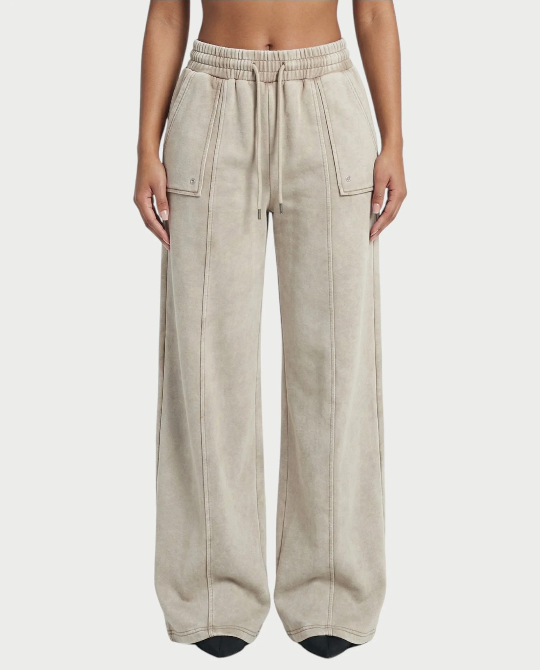 ASHINA Washed Zip-Up Jacket & Wide-Leg Drawstring Pants Set - Image 11