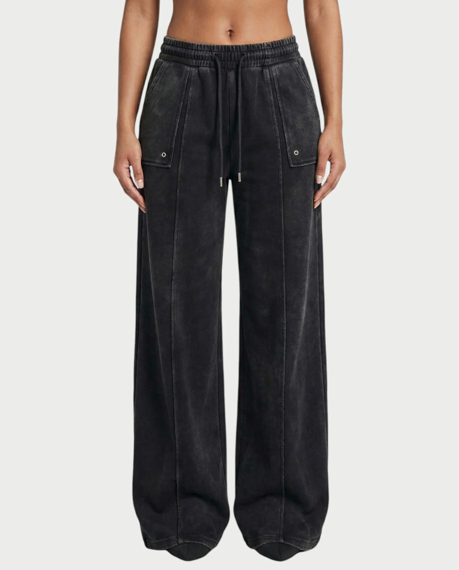 ASHINA Washed Zip-Up Jacket & Wide-Leg Drawstring Pants Set - Image 4