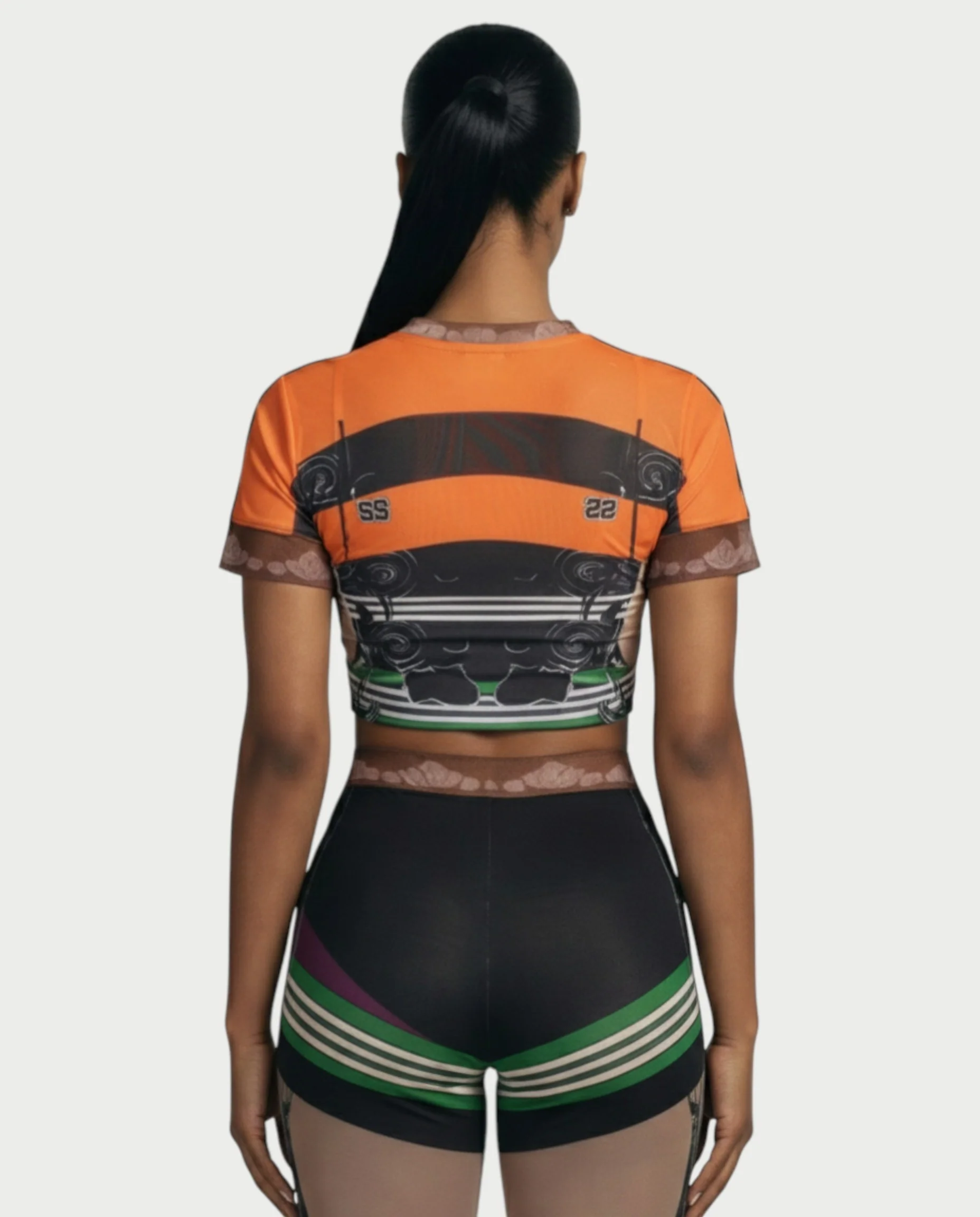 ASHLYN Printed Mesh Crop Top & Pants Set - Image 5