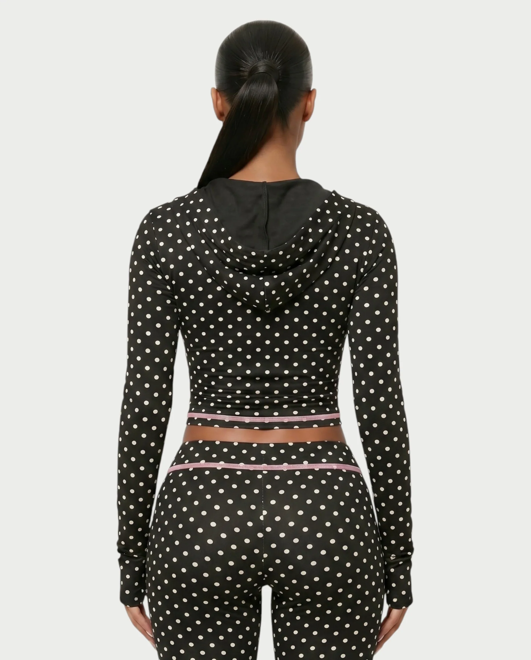 AUREY Polka Dot Zip-Up Hoodie & Flare Pants Set - Image 10